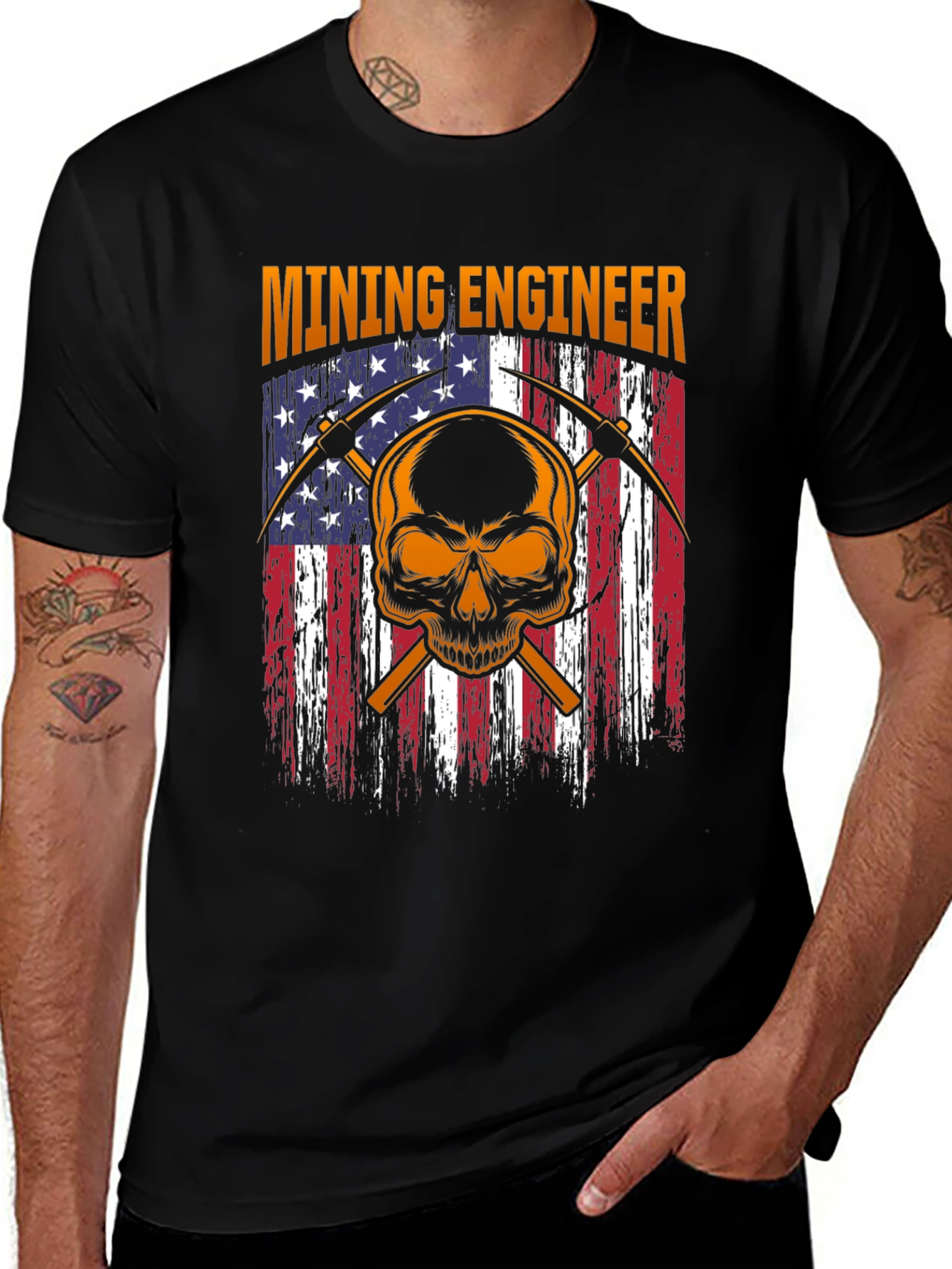 Mining Engineer Skull Graphic T-Shirt