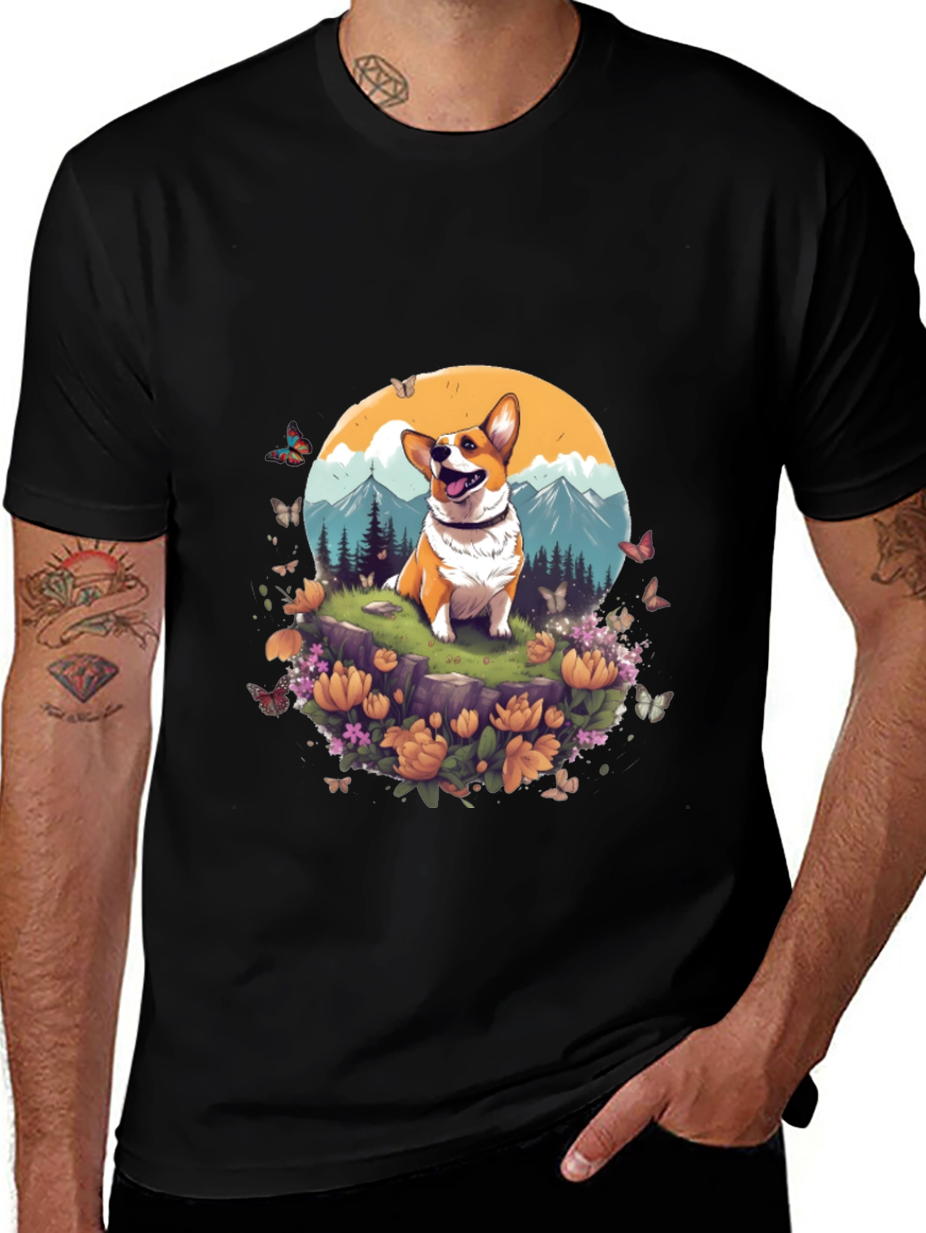 Variant 21 of Corgi Mountain Adventure Graphic Tee