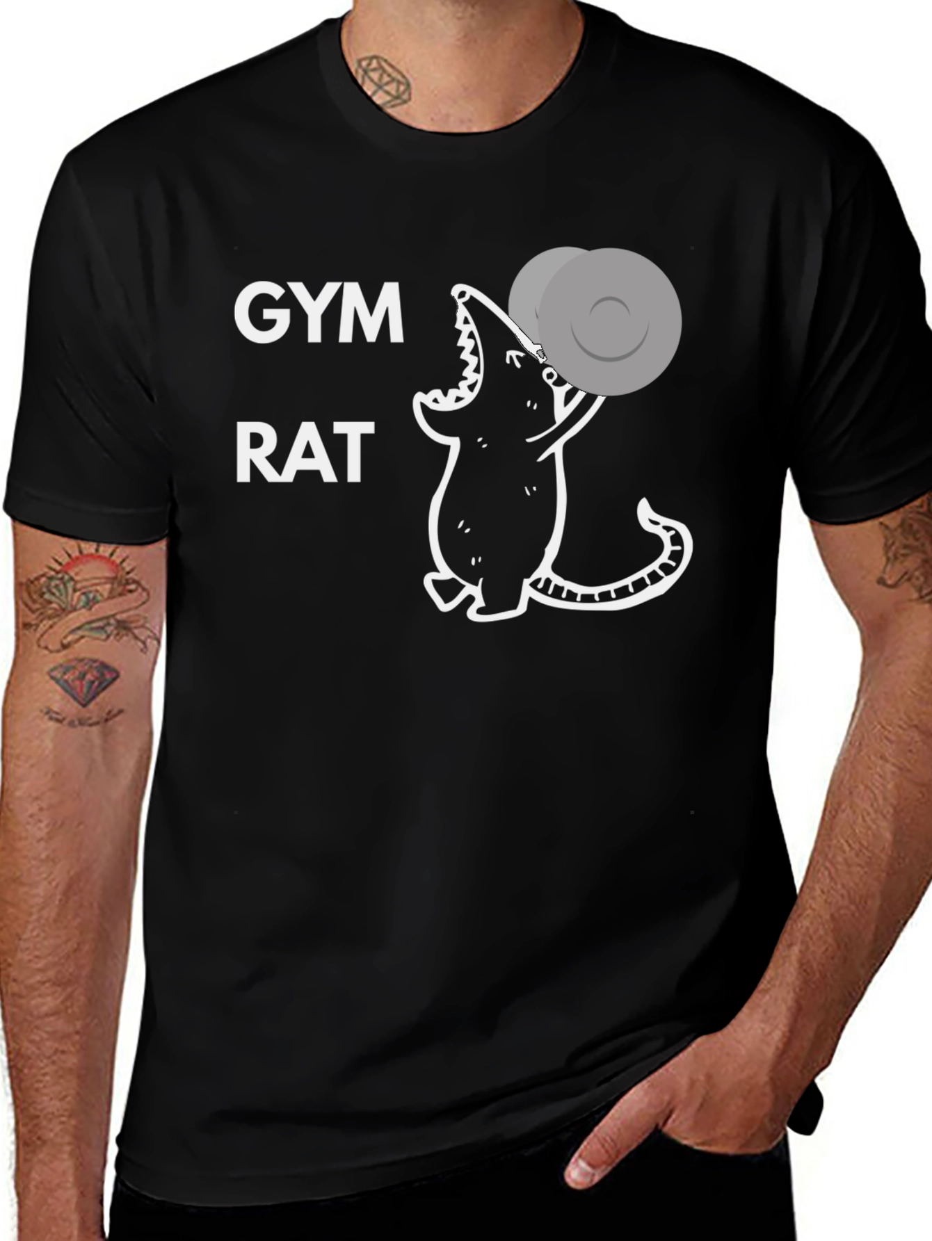 Variant 14 of Gym Rat T-Shirt - Workout Mouse Design