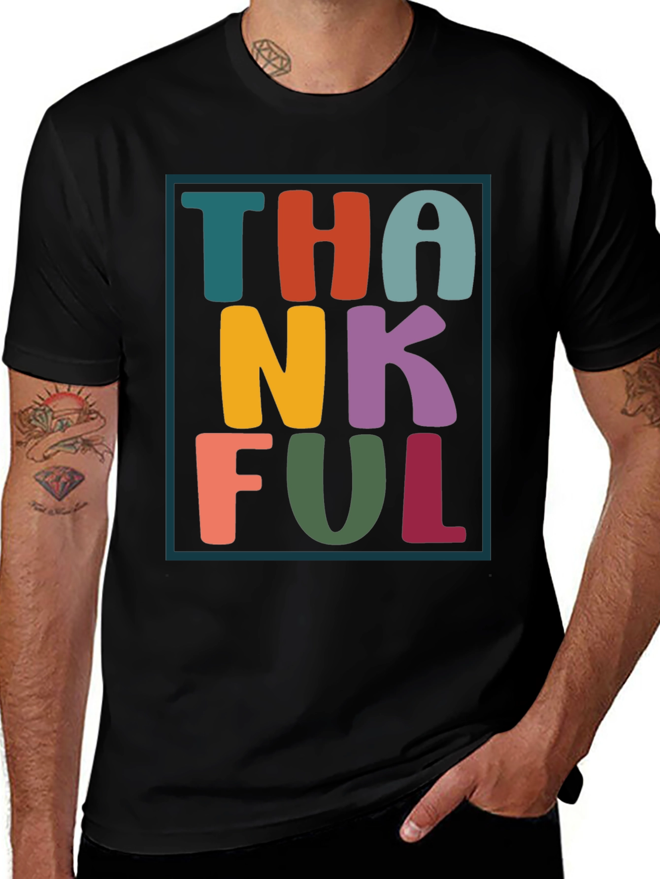 Variant 28 of Thankful Graphic Tee - Festive Fall Apparel