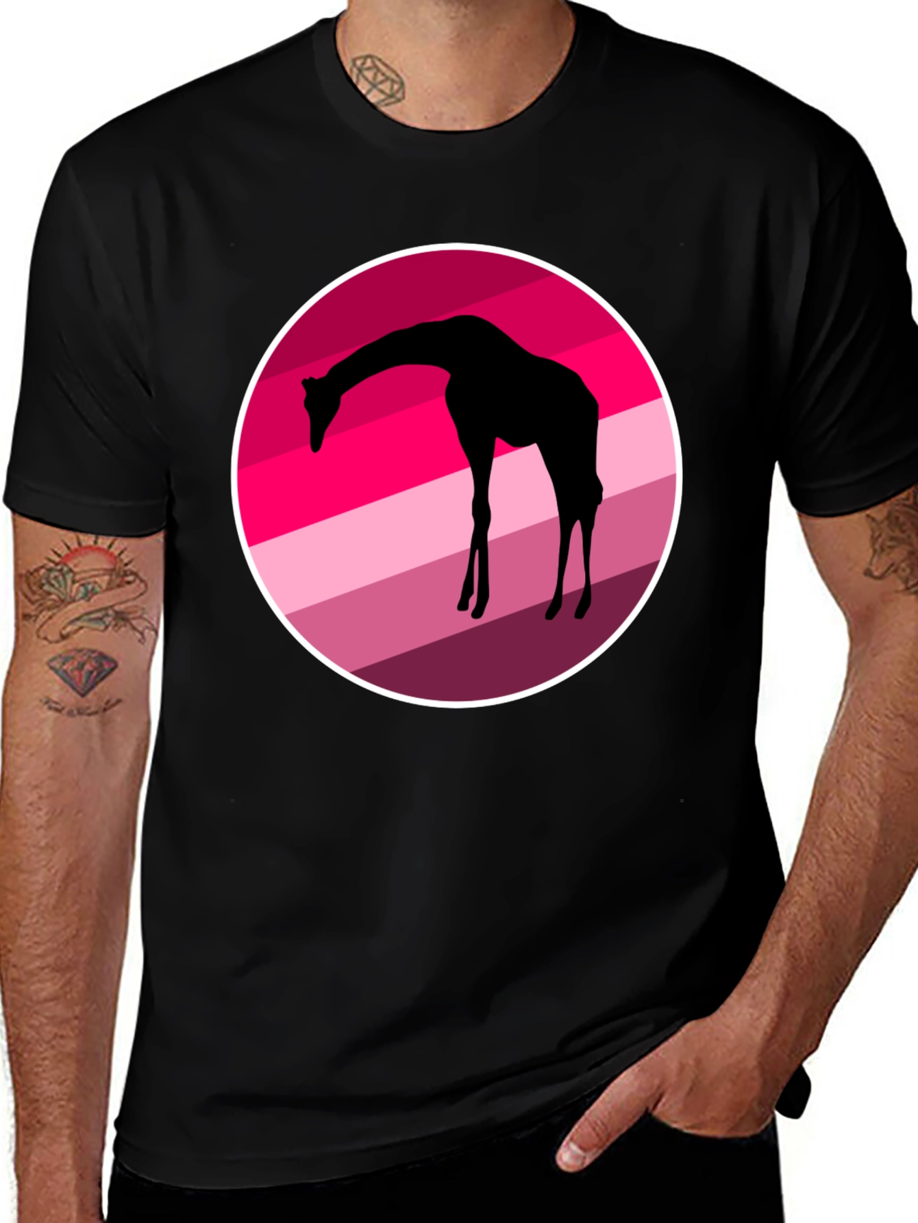 Variant 20 of Giraffe Silhouette Graphic T-Shirt - Black