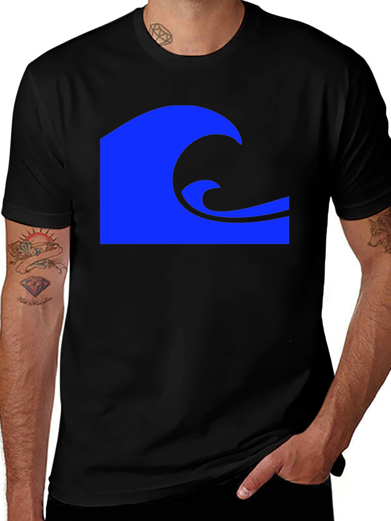 Variant 26 of Blue Wave Graphic Black T-Shirt