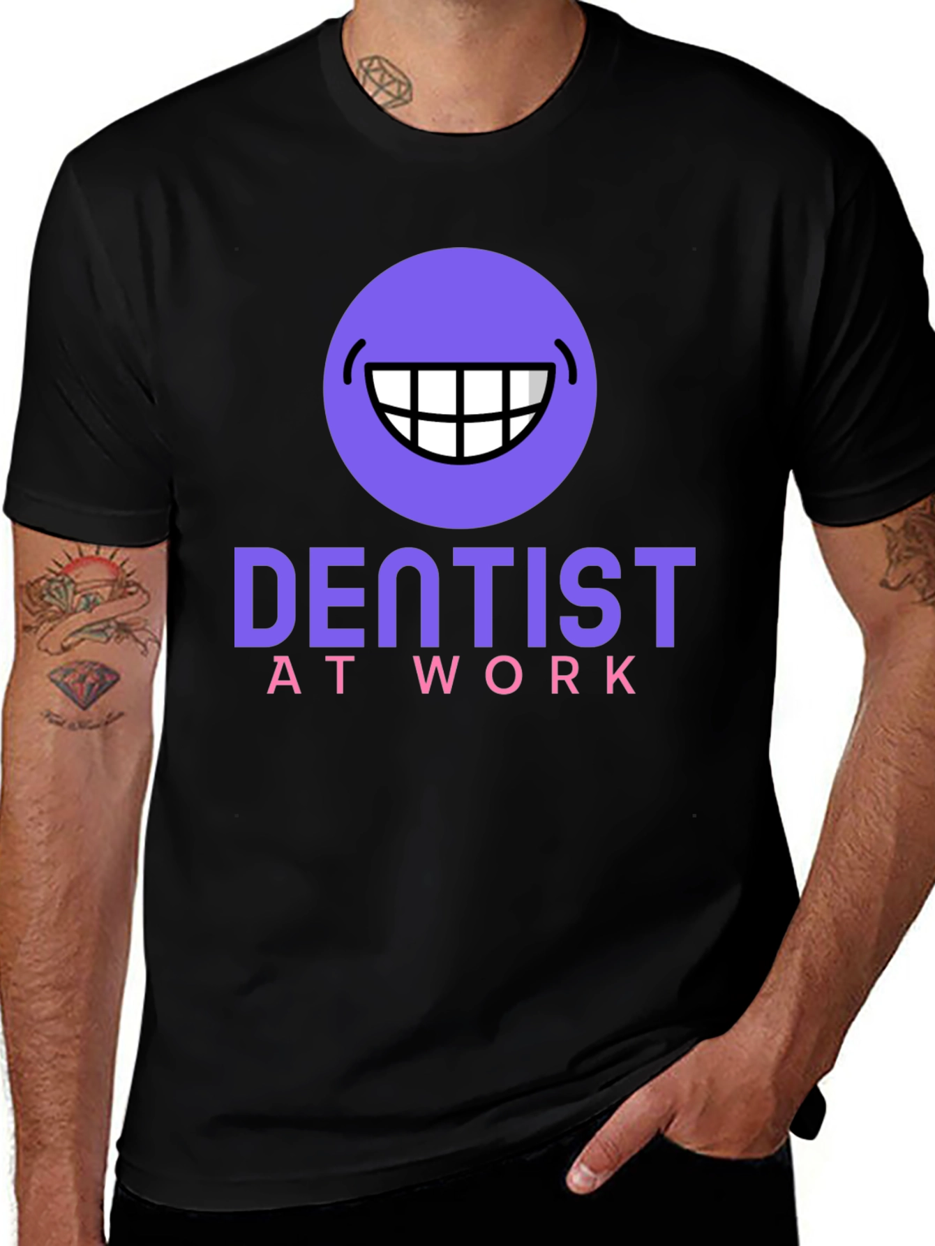 Variant 28 of Dentist At Work Graphic T-Shirt - Black Cotton
