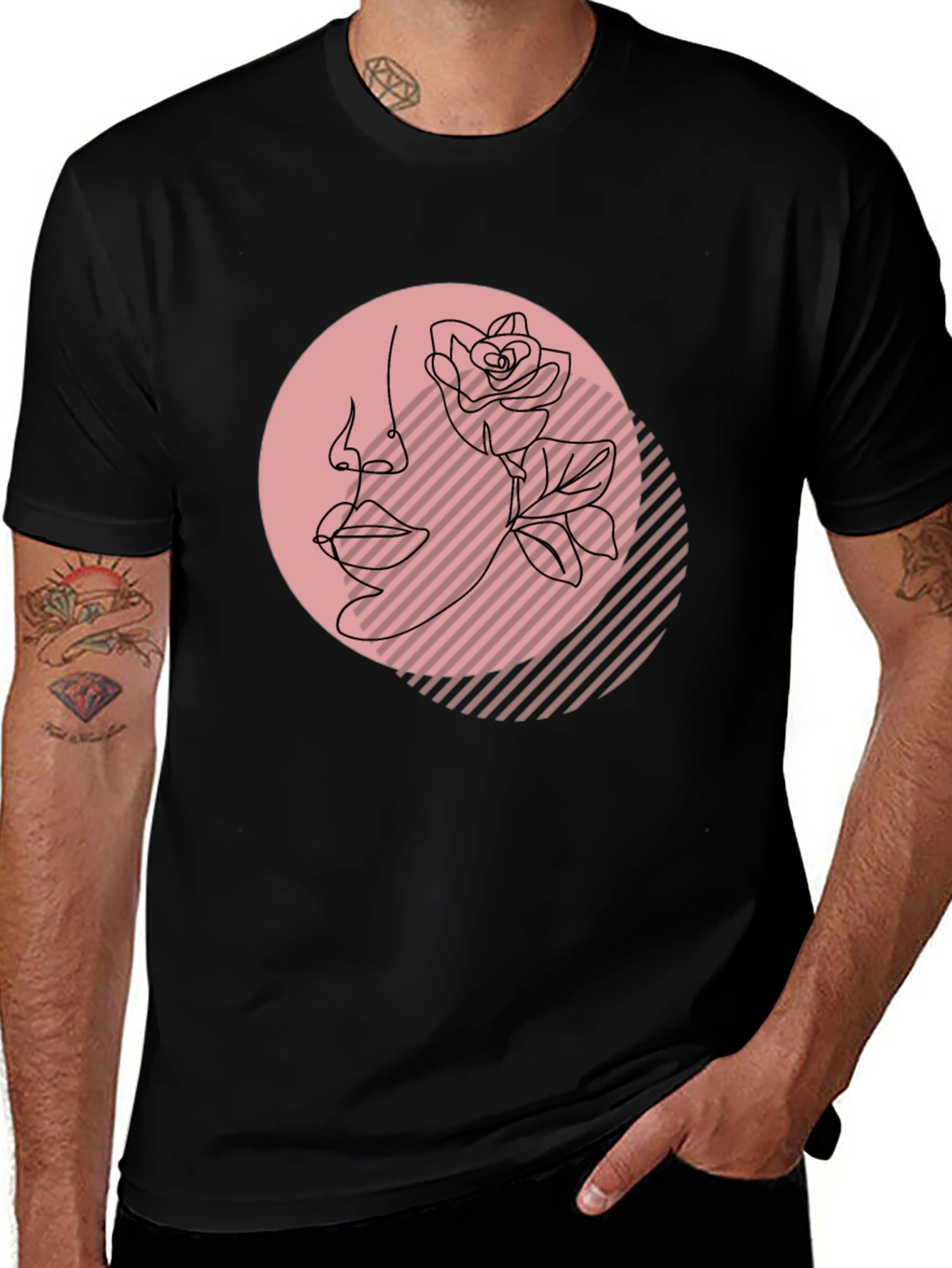 Variant 4 of Abstract Rose Woman Graphic Tee - Black