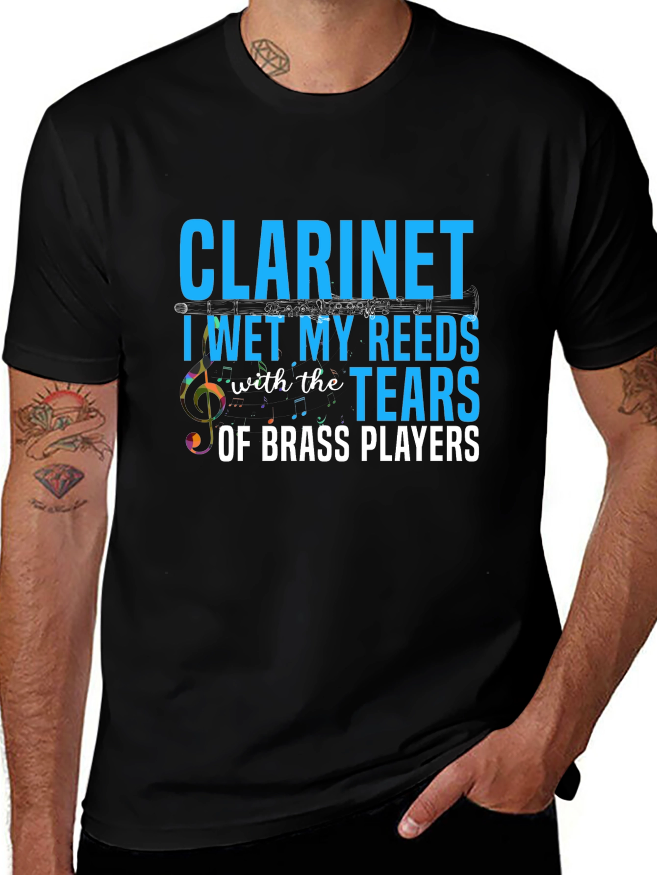 Variant 5 of Clarinet Tee: I Wet My Reeds With Tears of Brass Players