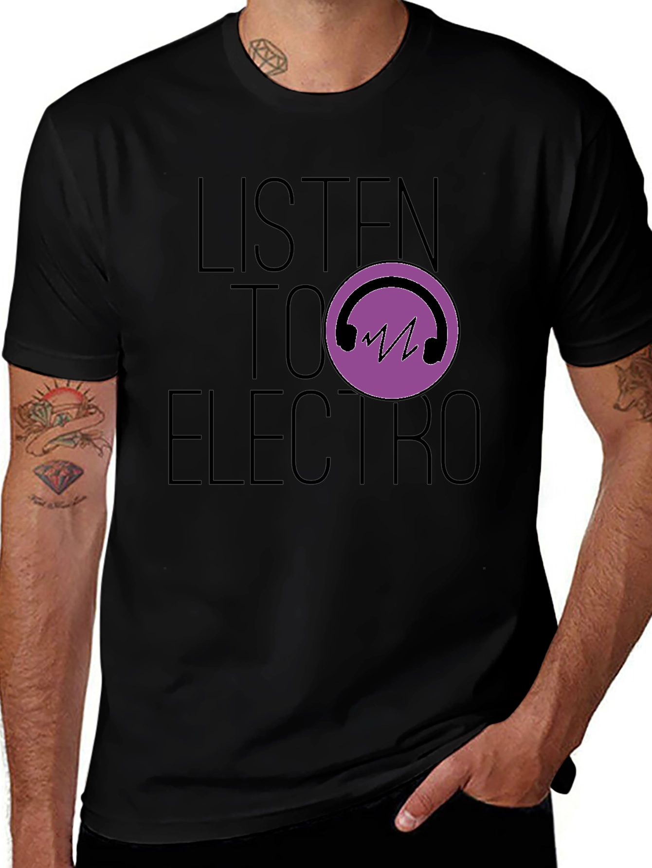 Variant 23 of Listen To Electro Black T-Shirt