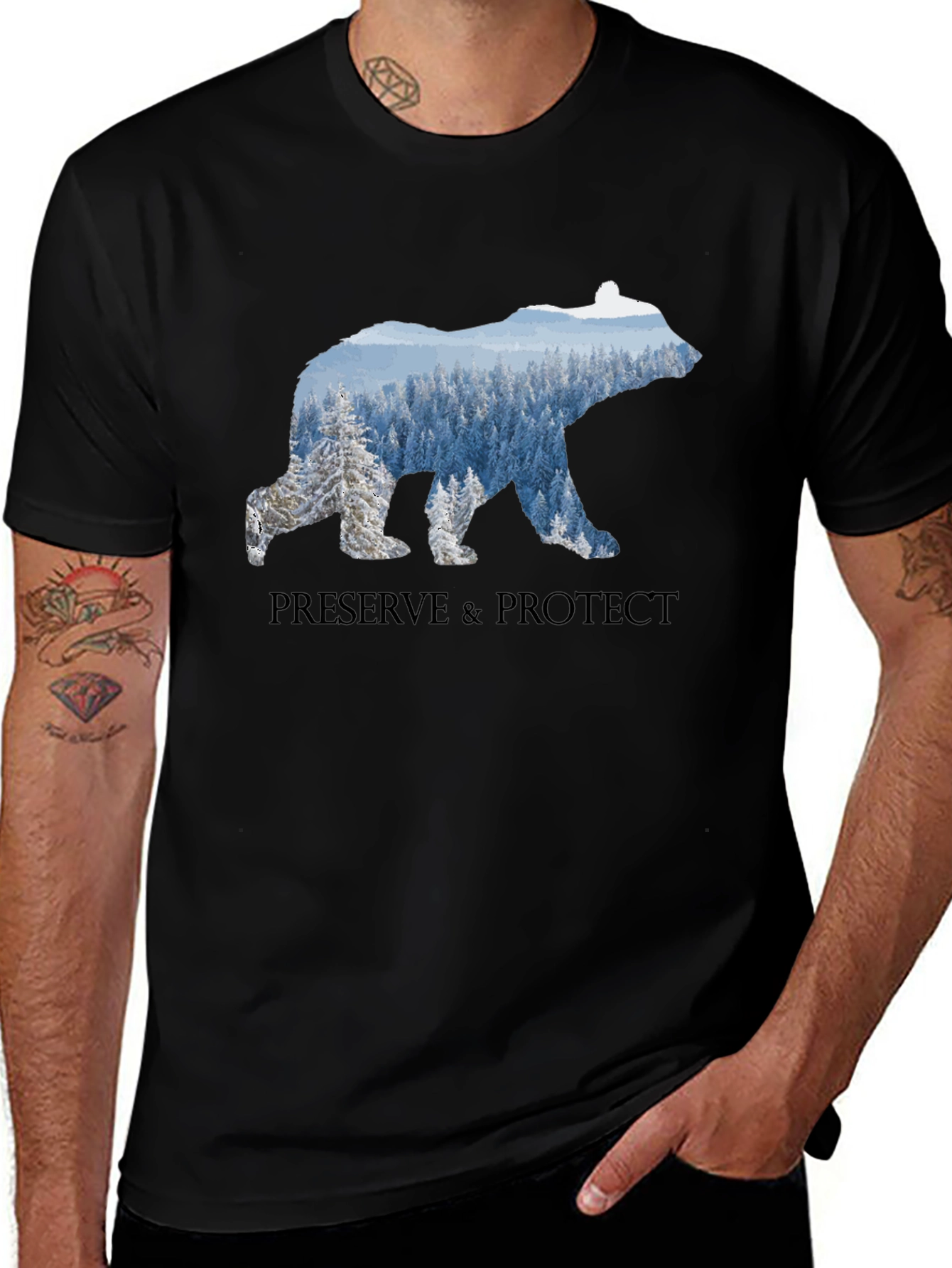 Variant 21 of Preserve & Protect Bear Graphic Tee - Black