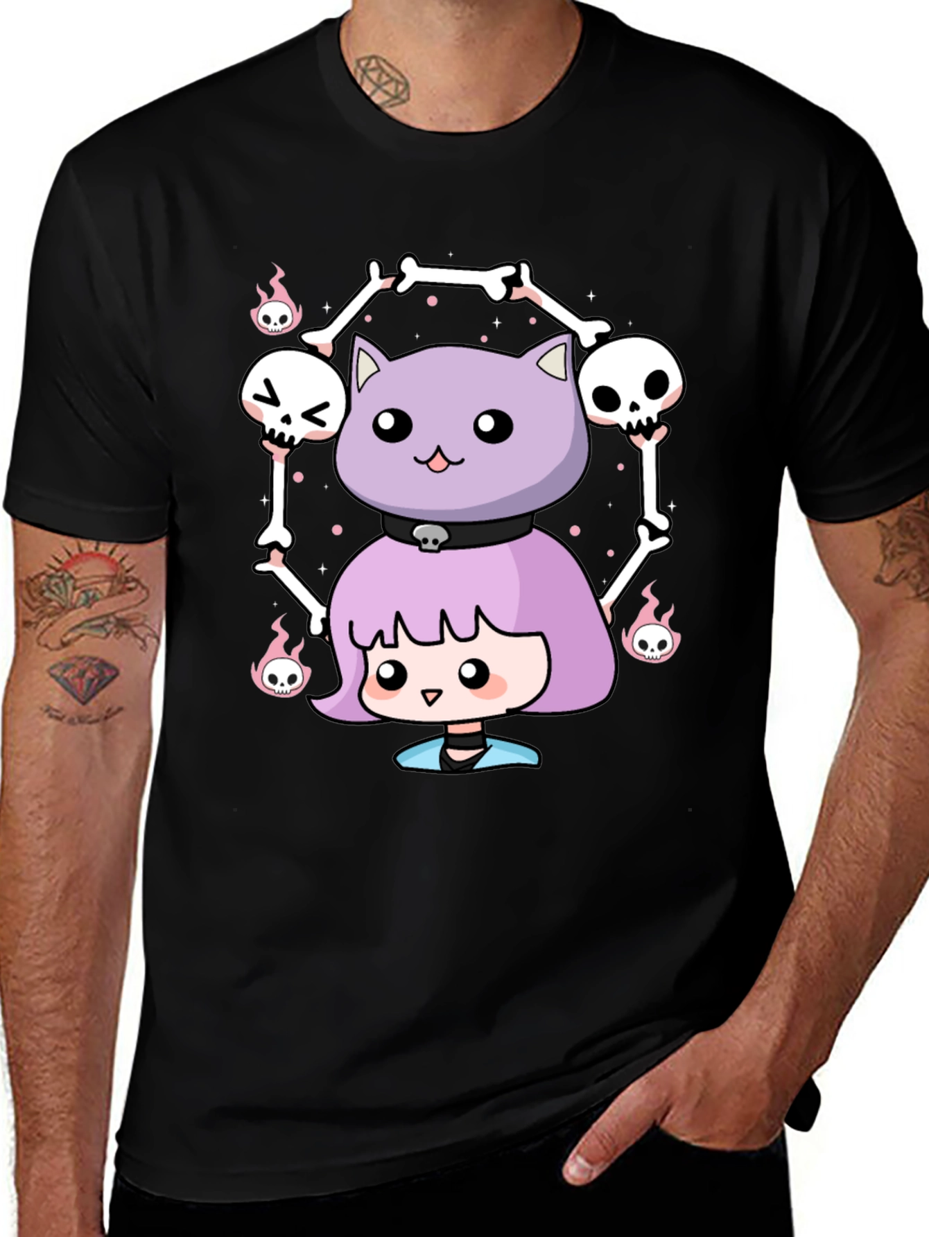 Variant 5 of Kawaii Skeleton Cat Girl T-Shirt