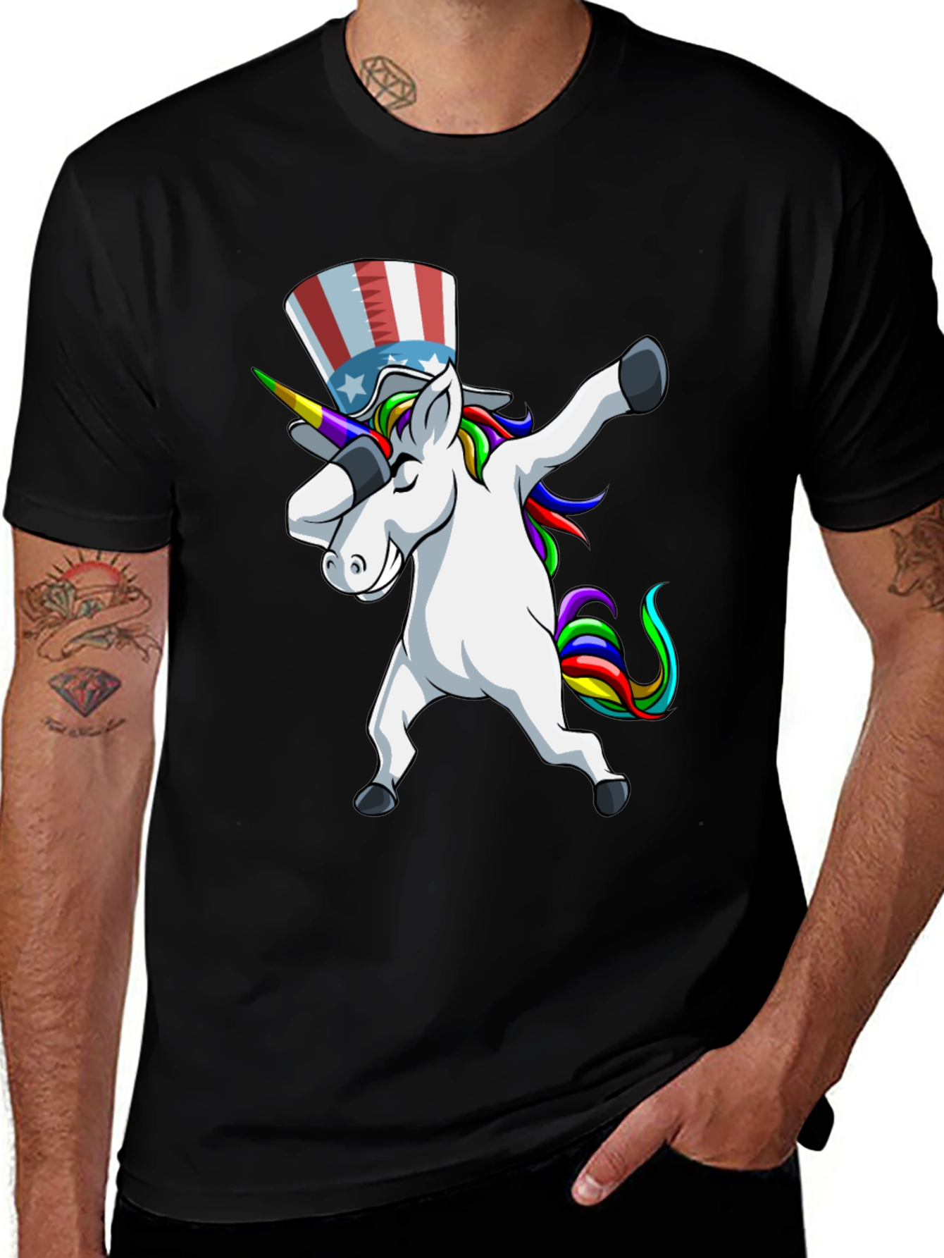 Variant 25 of Patriotic Unicorn Dabbing T-Shirt - USA Pride