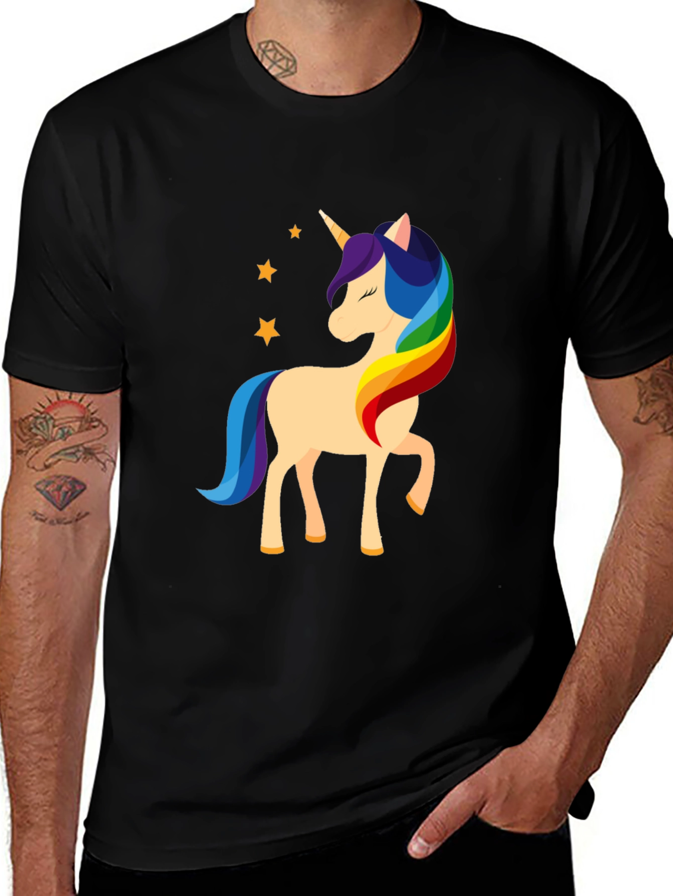 Variant 29 of Unicorn Graphic Tee - Men's Black T-Shirt