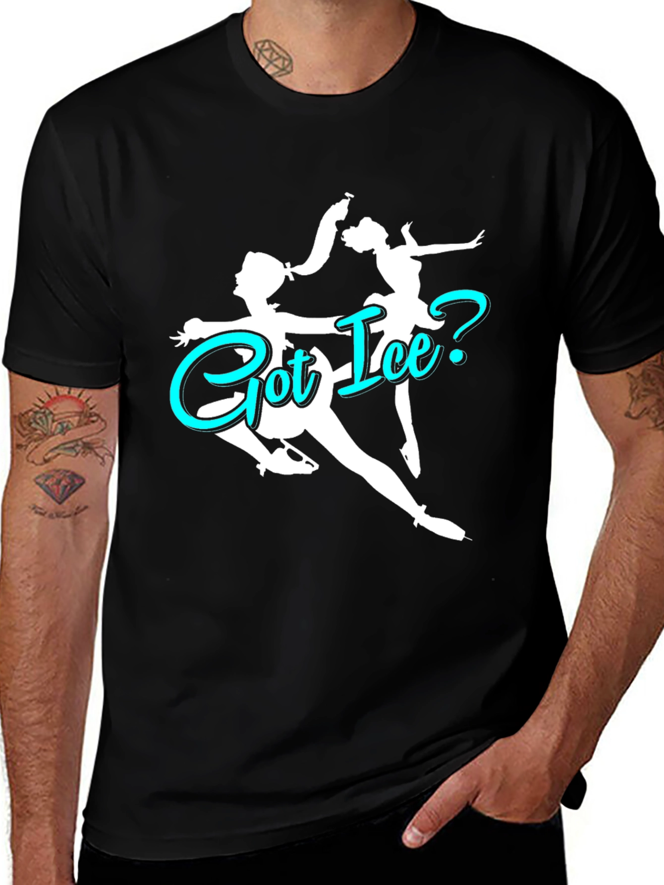 Got Ice? Graphic T-Shirt - Figure Skaters - Black Cotton Tee