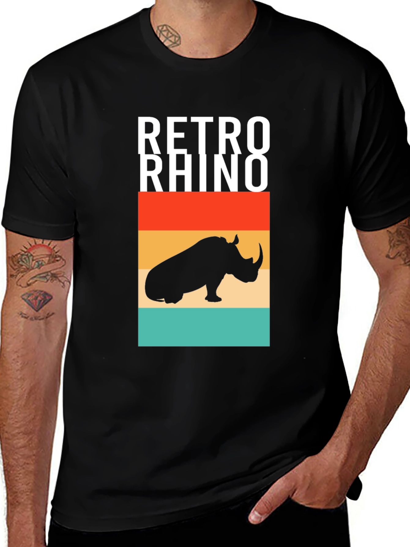 Variant 6 of Retro Rhino T-Shirt - Vintage Style Graphic Tee