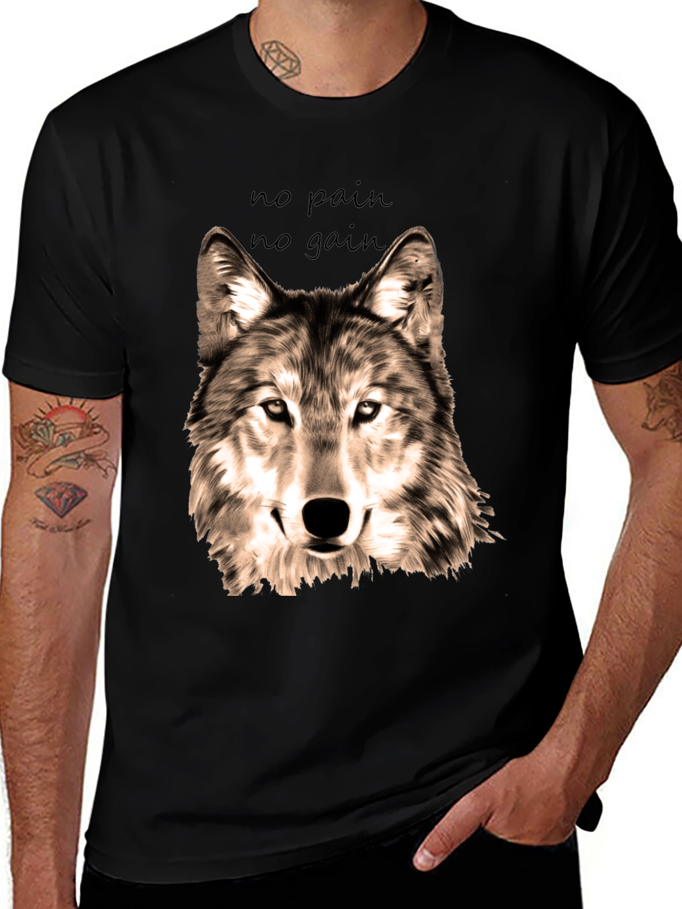 Variant 6 of Wolf Graphic T-Shirt - No Pain No Gain