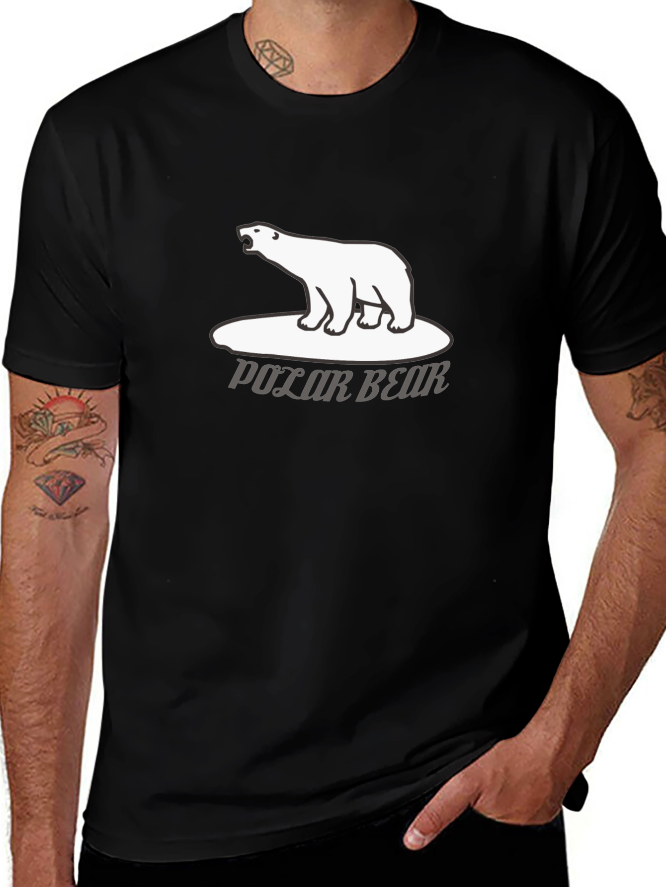 Variant 3 of Cool Polar Bear Graphic T-Shirt - Black