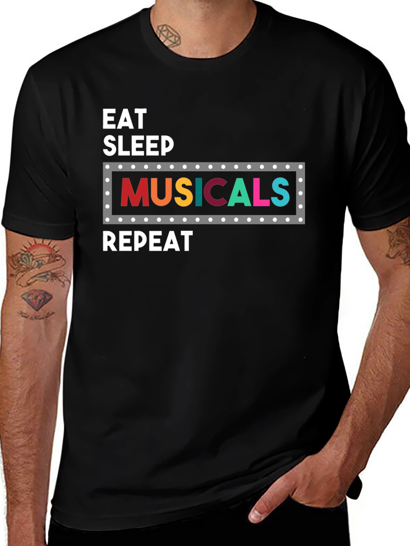 Variant 19 of Eat Sleep Musicals Repeat Graphic Tee