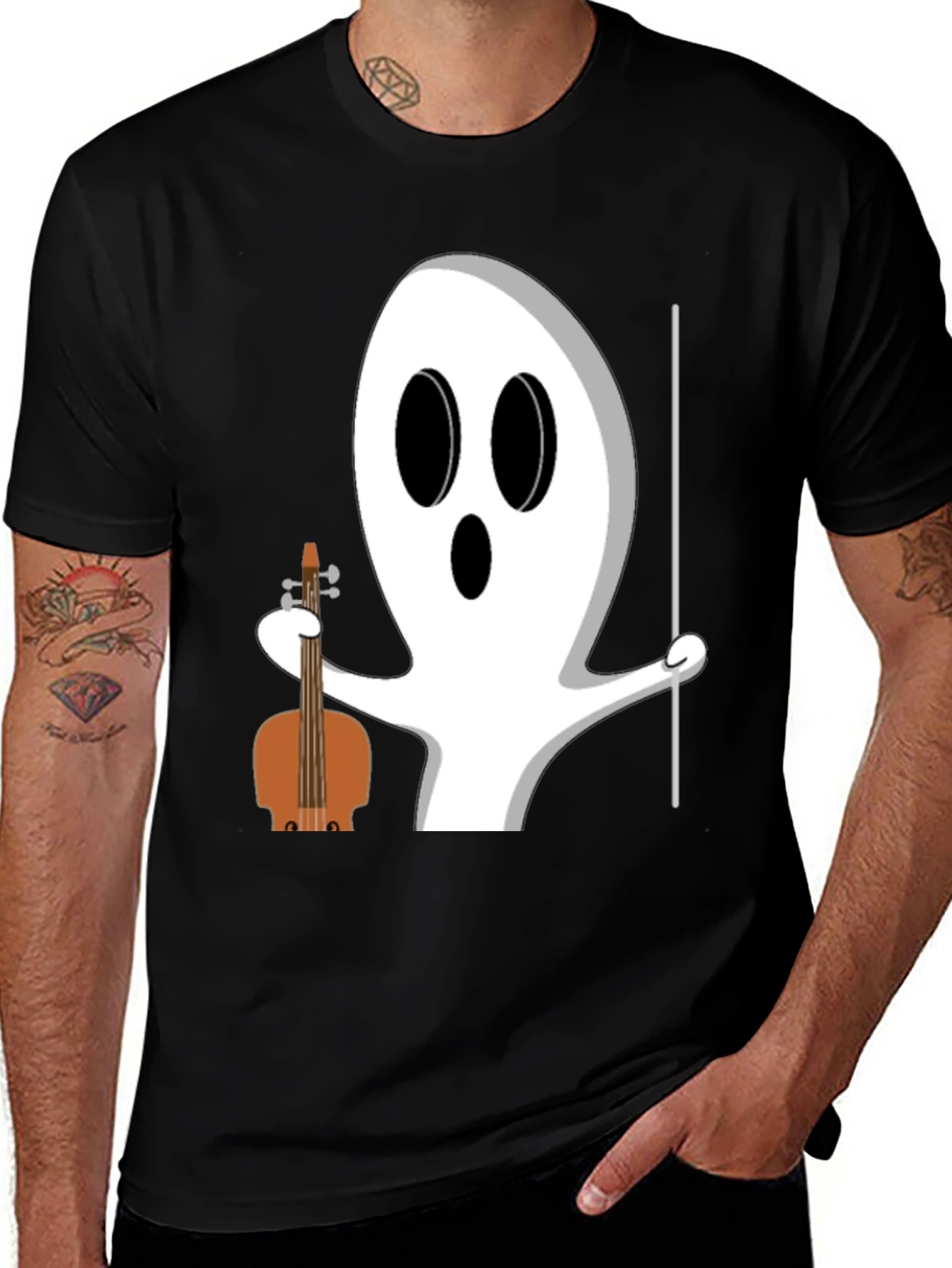 Variant 19 of Ghost Musician T-Shirt - Halloween Funny Tee