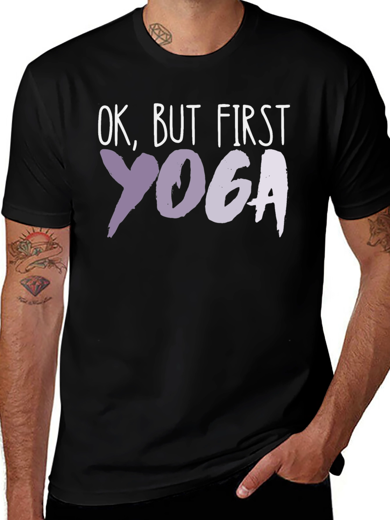 Variant 27 of Ok, But First Yoga Black T-Shirt