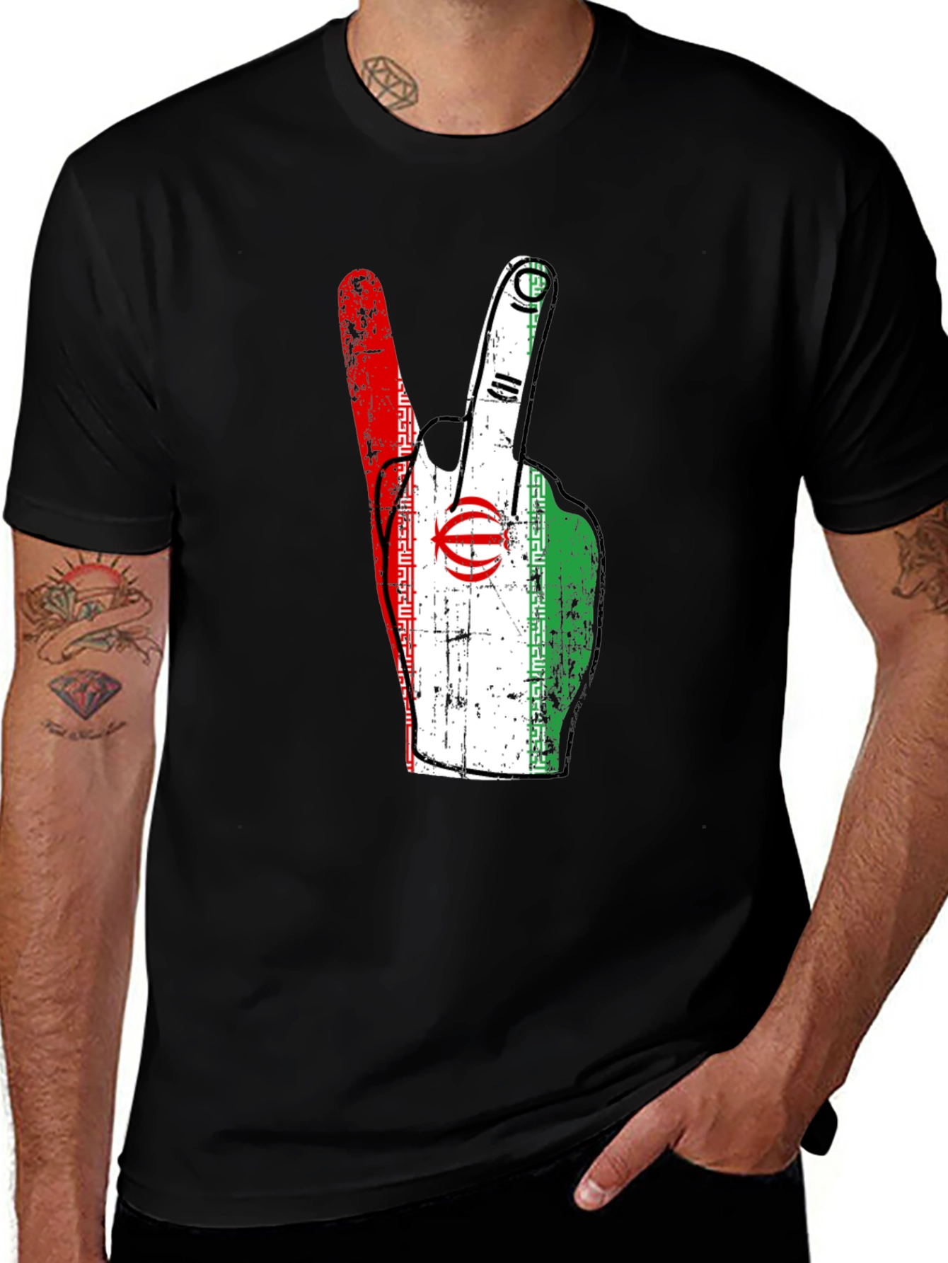 Iran Flag Peace Sign Graphic T-Shirt