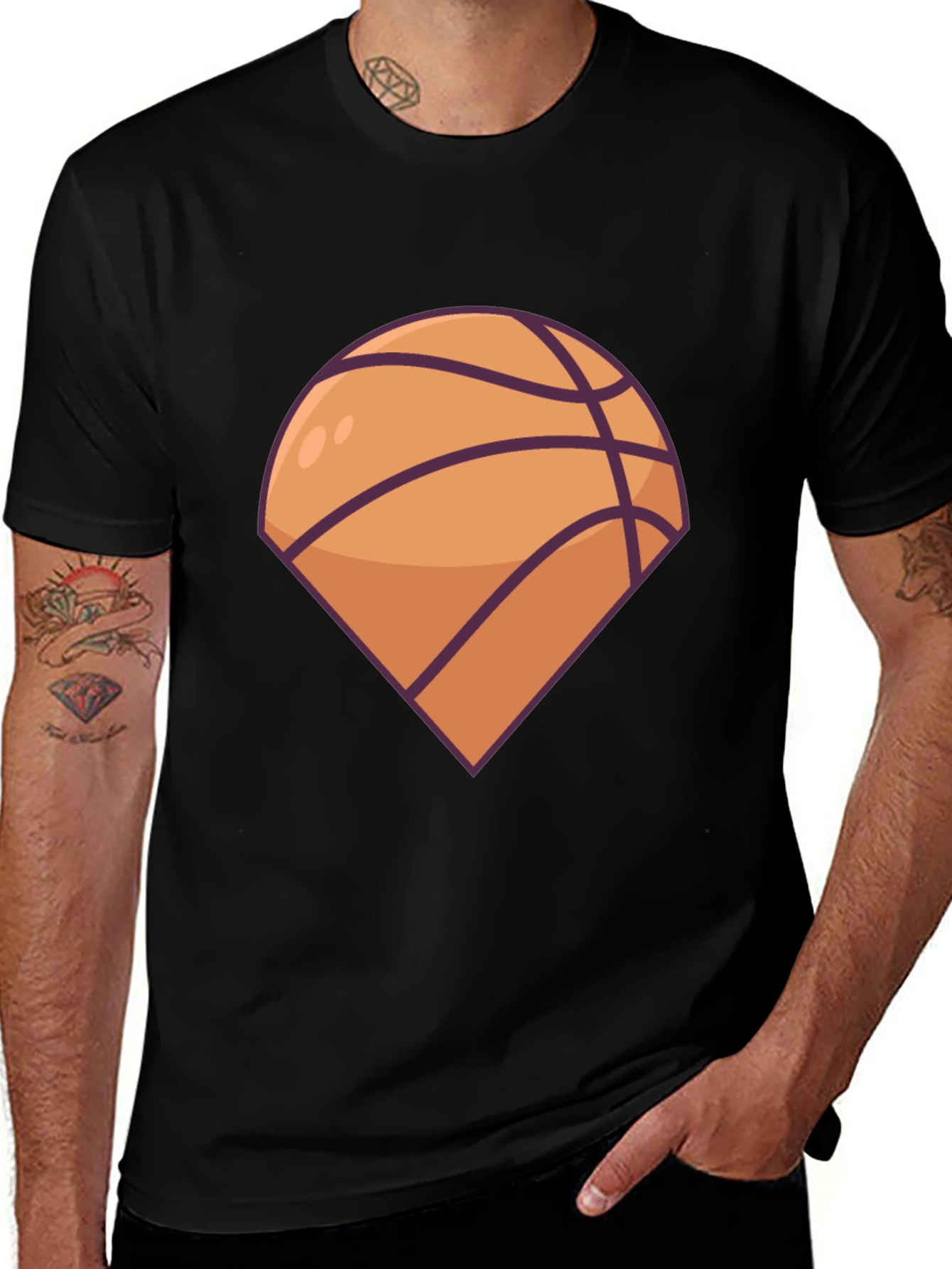 Variant 23 of Basketball Graphic Tee - Black Casual T-Shirt