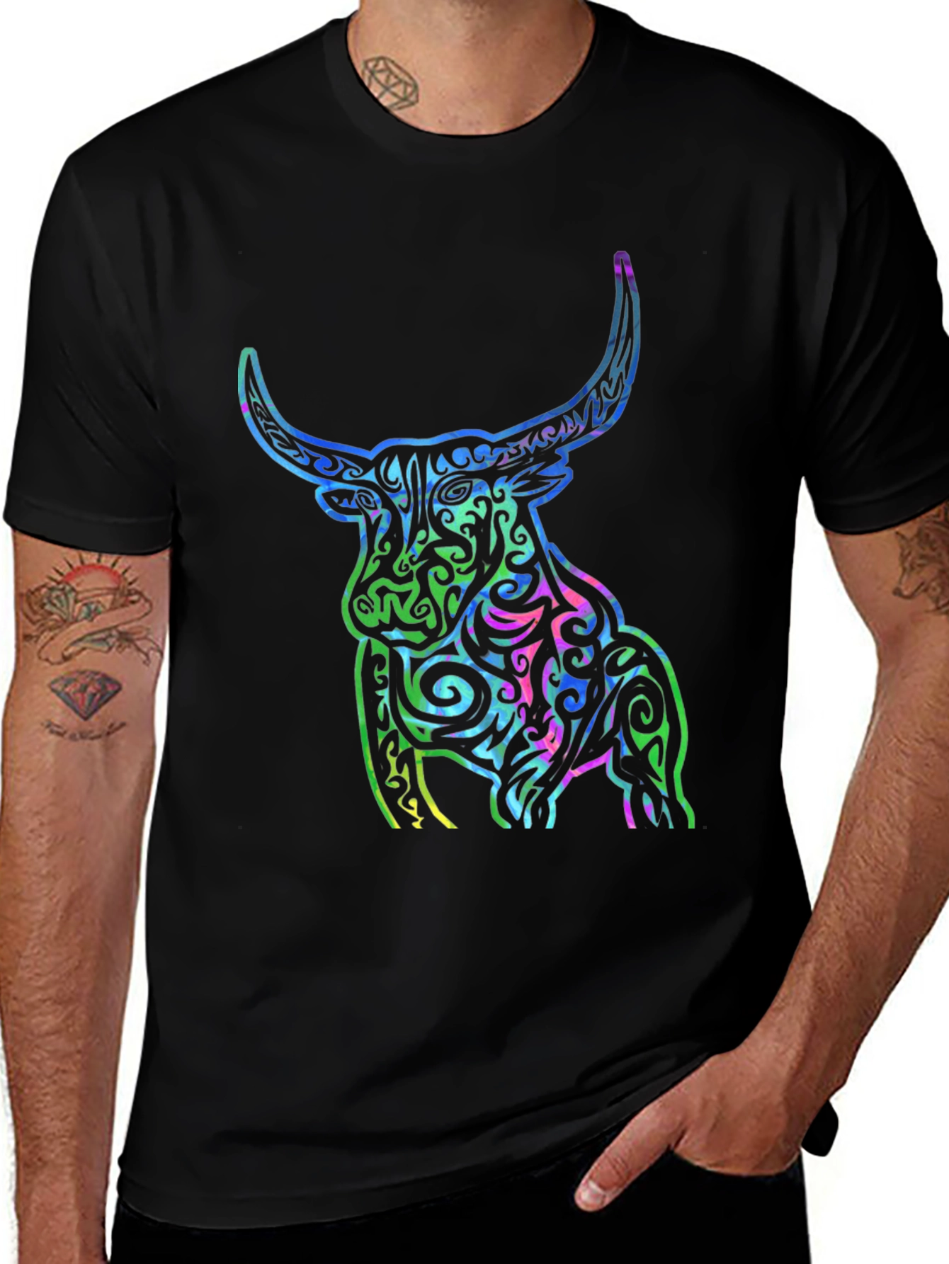 Variant 15 of Tribal Bull Graphic T-Shirt - Bold Design
