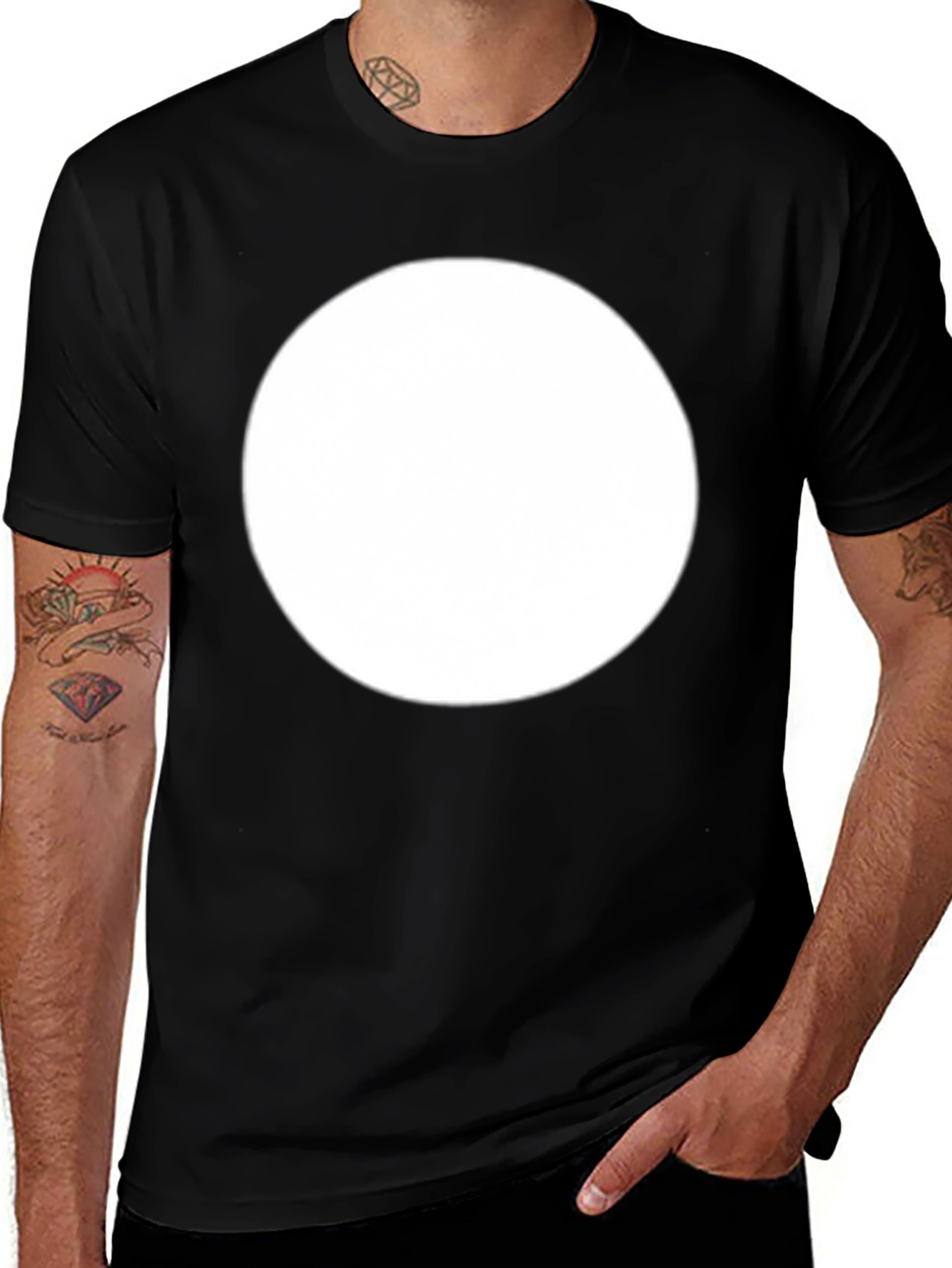 Minimalist Black T-Shirt with White Circle Design