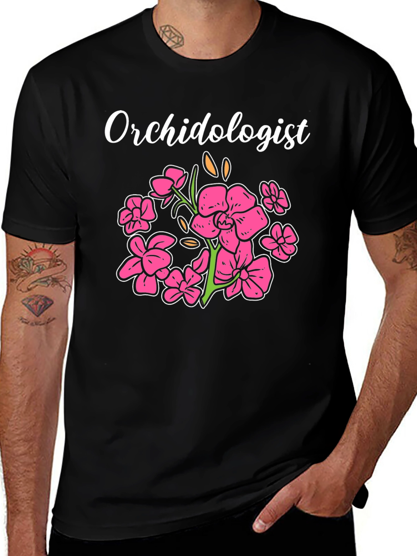 Variant 20 of Orchidologist Floral T-Shirt - Botanical Lover's Tee