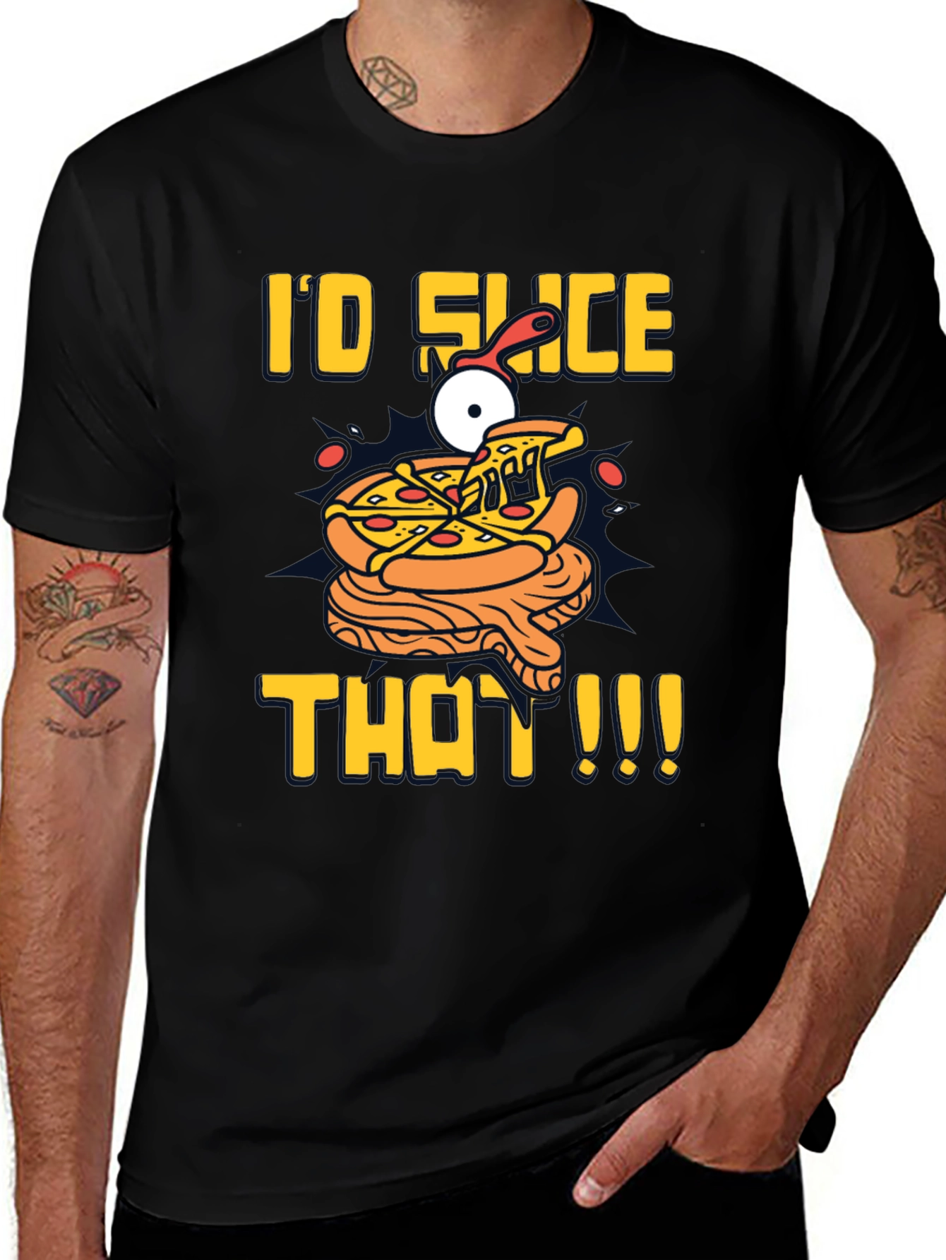 Black I'd Slice That Pizza T-Shirt | Fun Graphic Tee main image