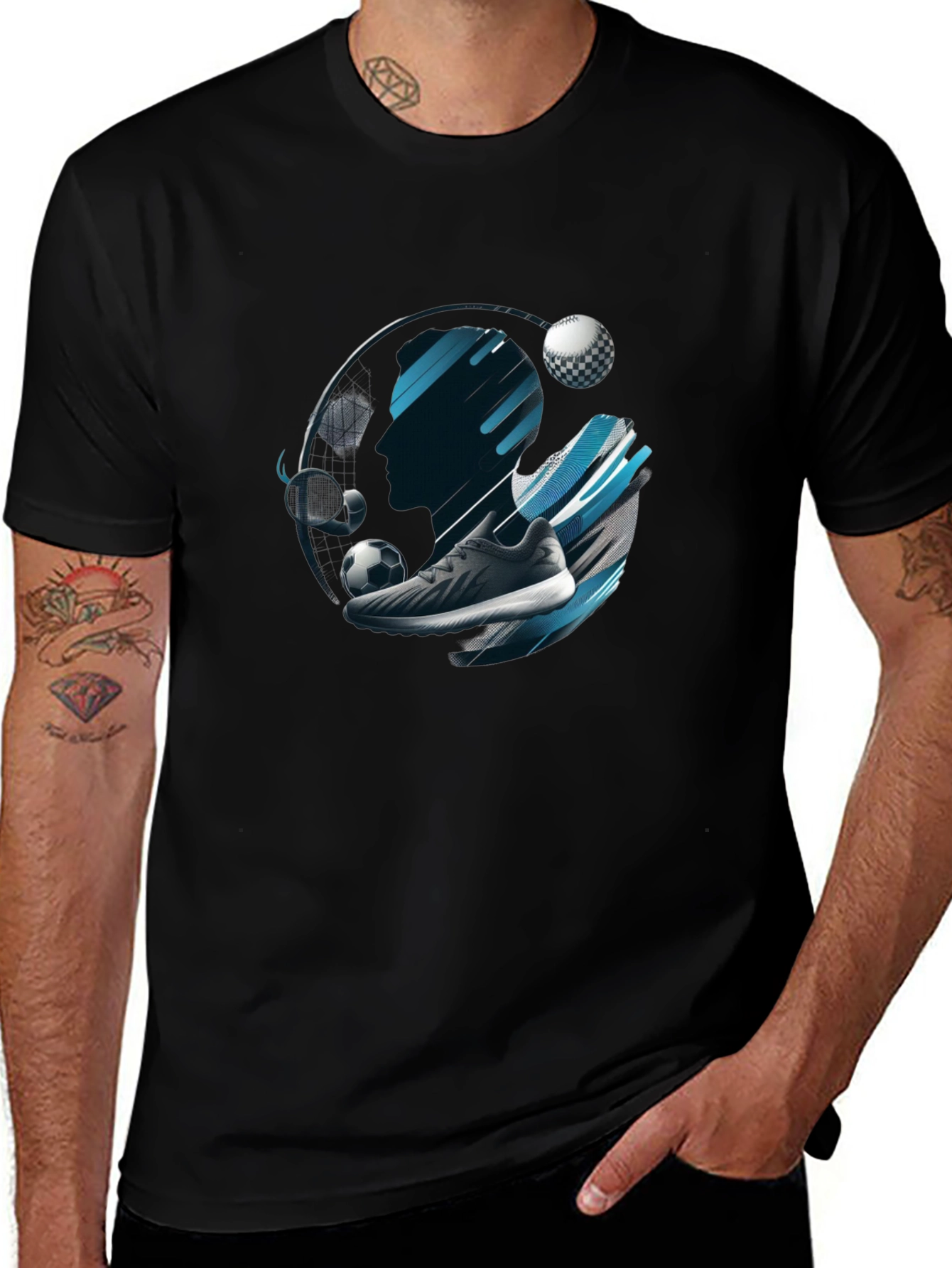 Sports Graphic Black T-Shirt