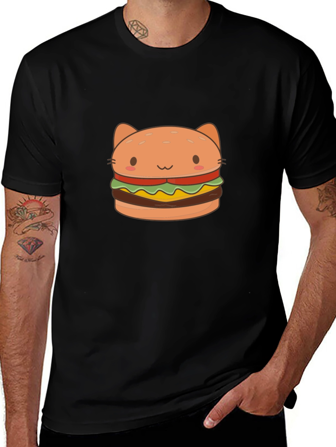 Cat Burger T-Shirt - Cute & Playful Design