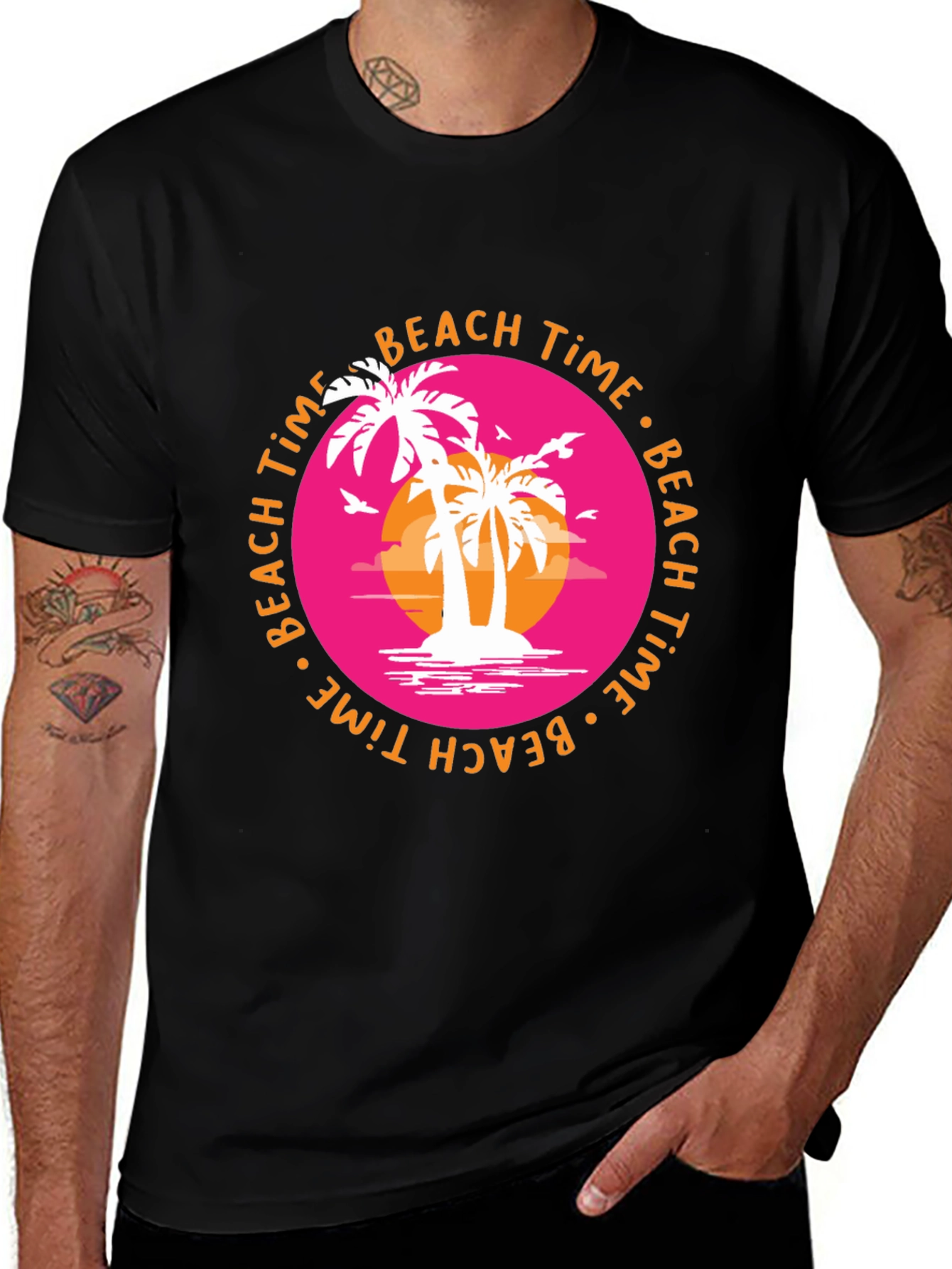Beach Time Palm Tree Graphic Tee