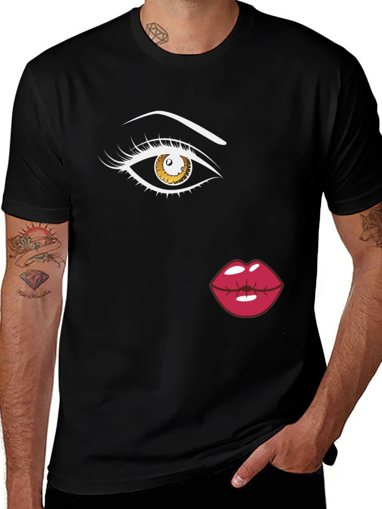 Variant 13 of Eye and Lips Graphic Black T-Shirt