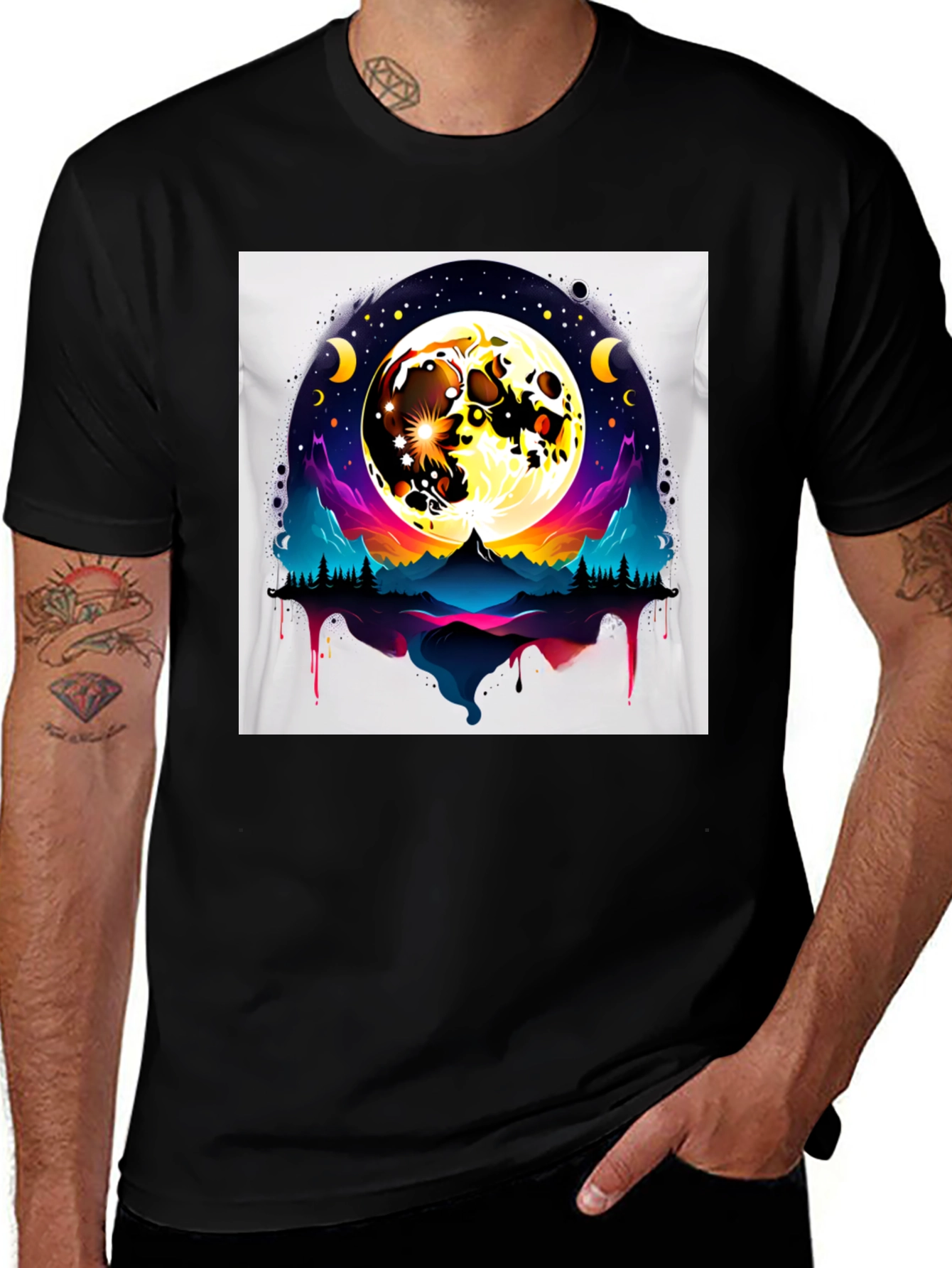 Variant 19 of Moonlit Mountain T-Shirt - Artistic Graphic Tee
