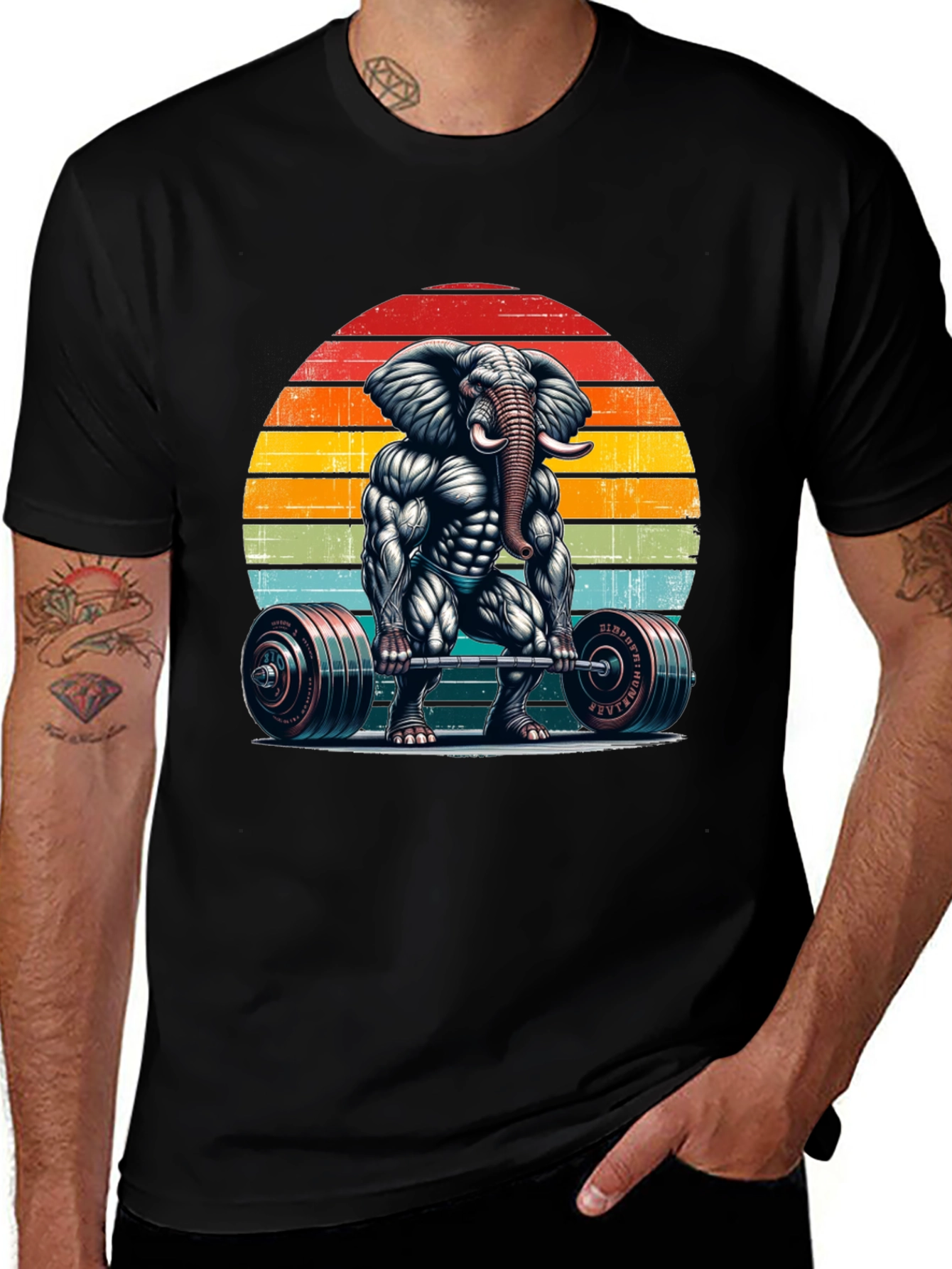 Variant 22 of Elephant Gym T-Shirt - Weightlifting Animal Tee
