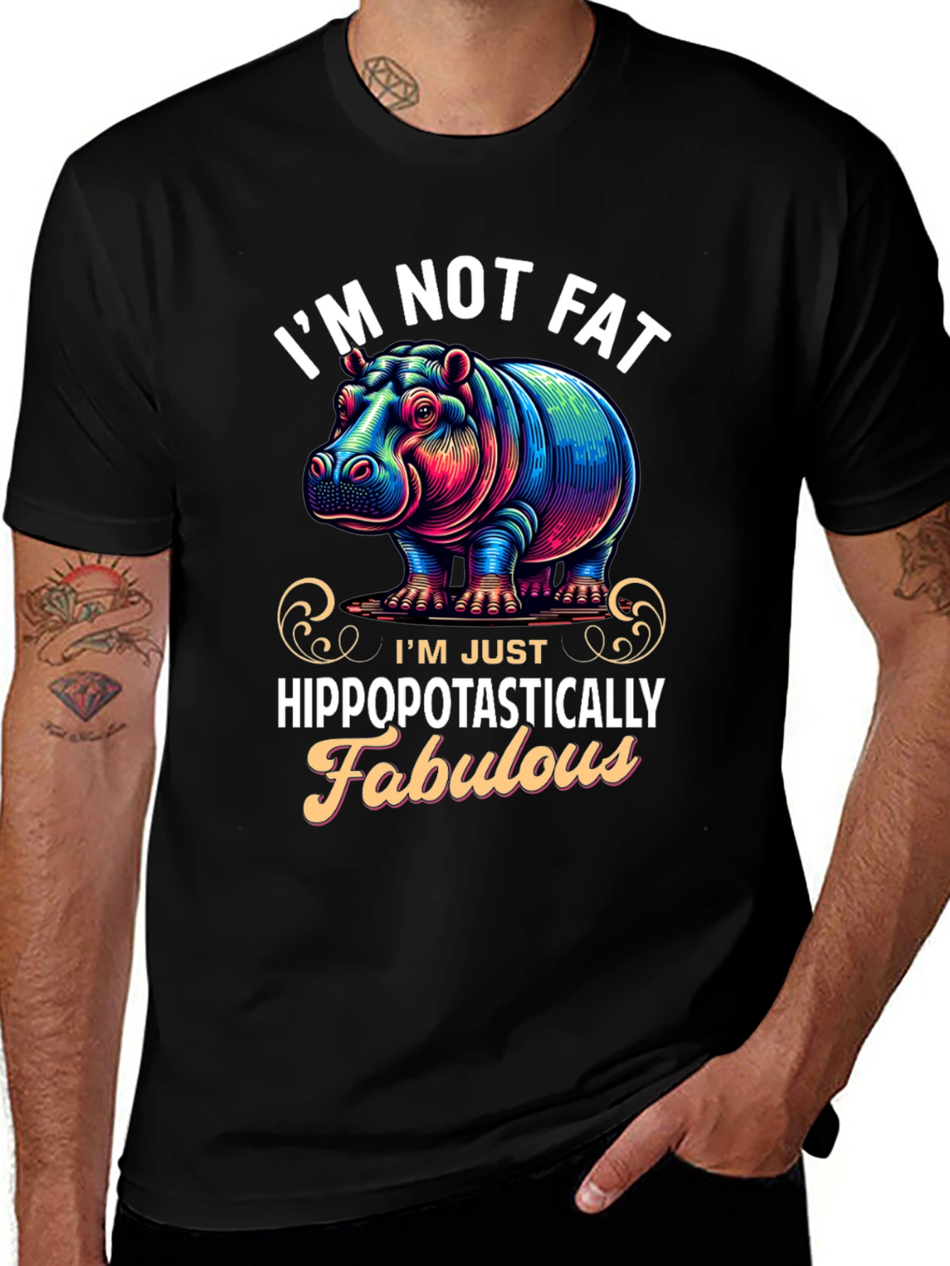 Variant 13 of Hippo Fabulous Graphic Tee - Trendy Casual Style
