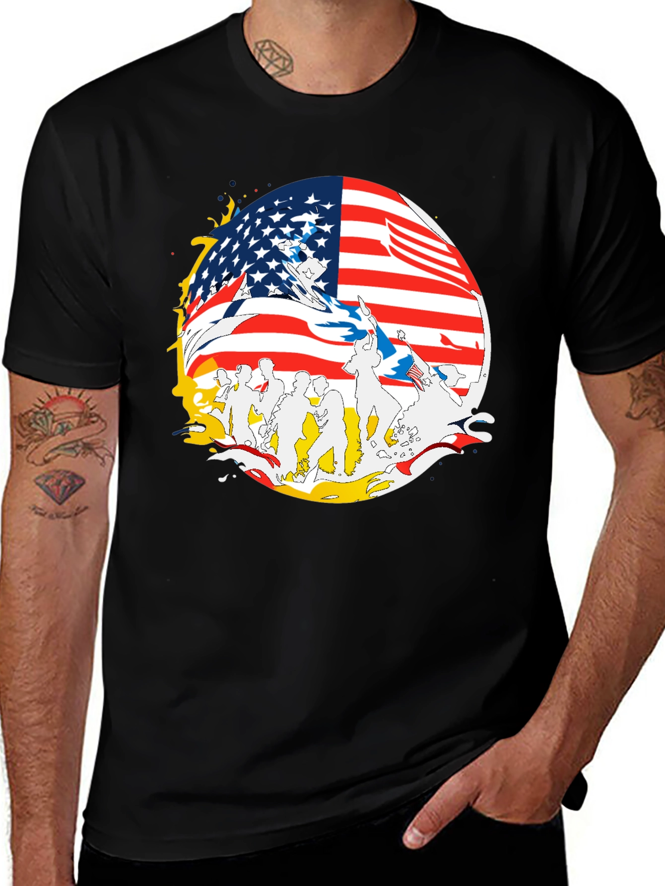 Variant 6 of American Flag Graphic Print Men's T-Shirt