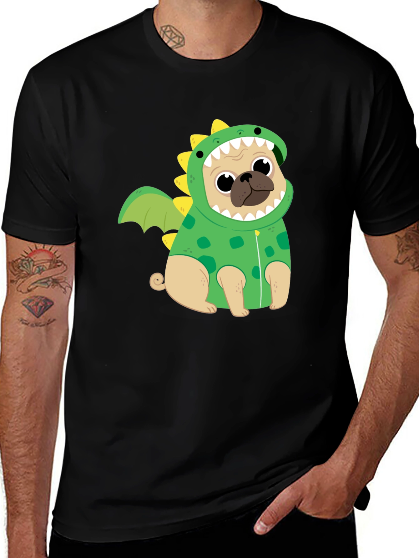 Variant 14 of Pug Dinosaur Costume T-Shirt
