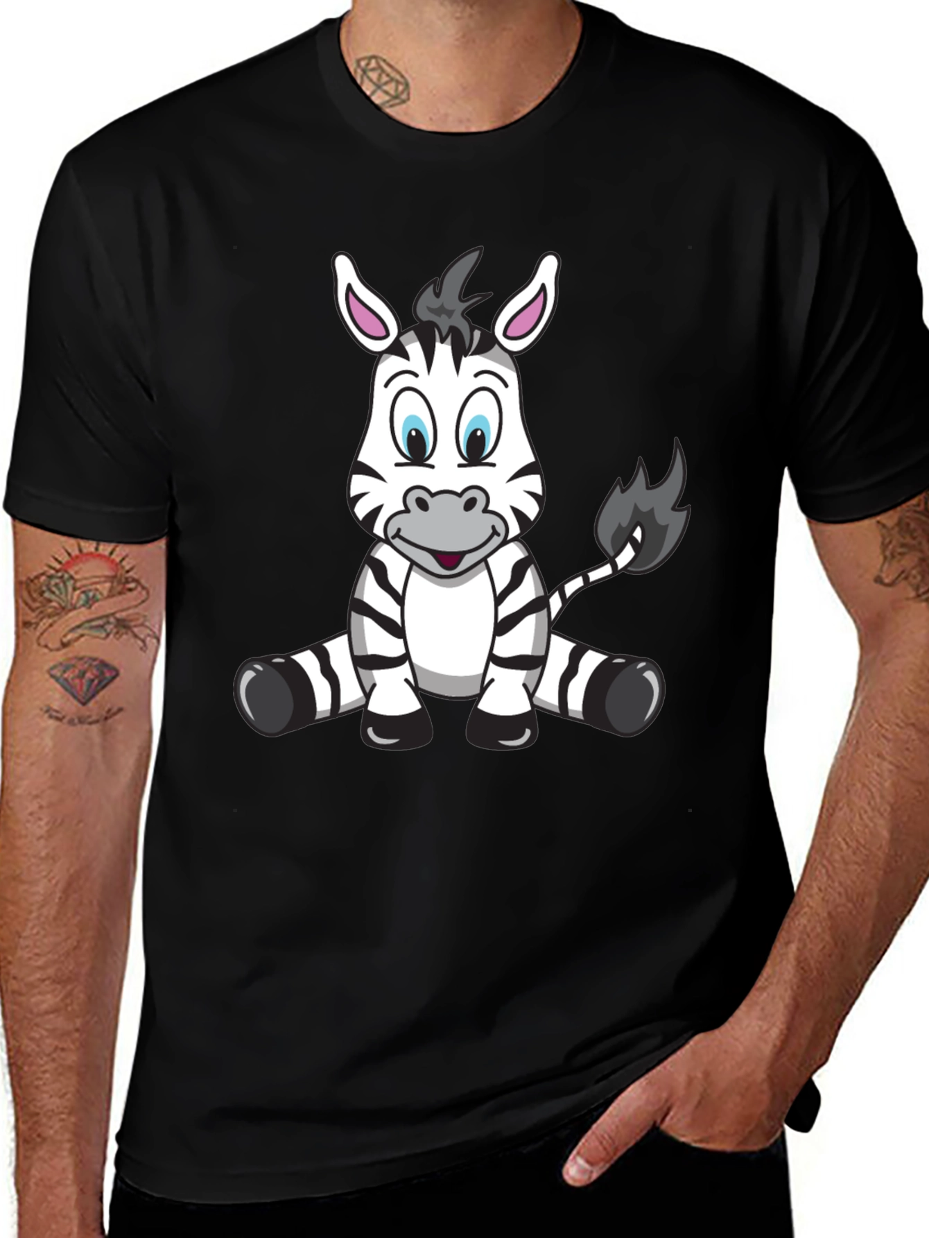 Variant 22 of Cartoon Zebra Black T-Shirt