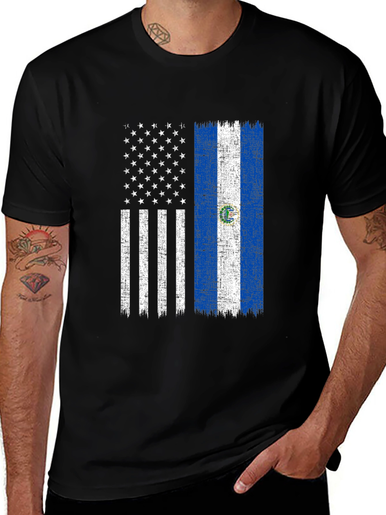 Variant 16 of USA & El Salvador Flag Graphic T-Shirt