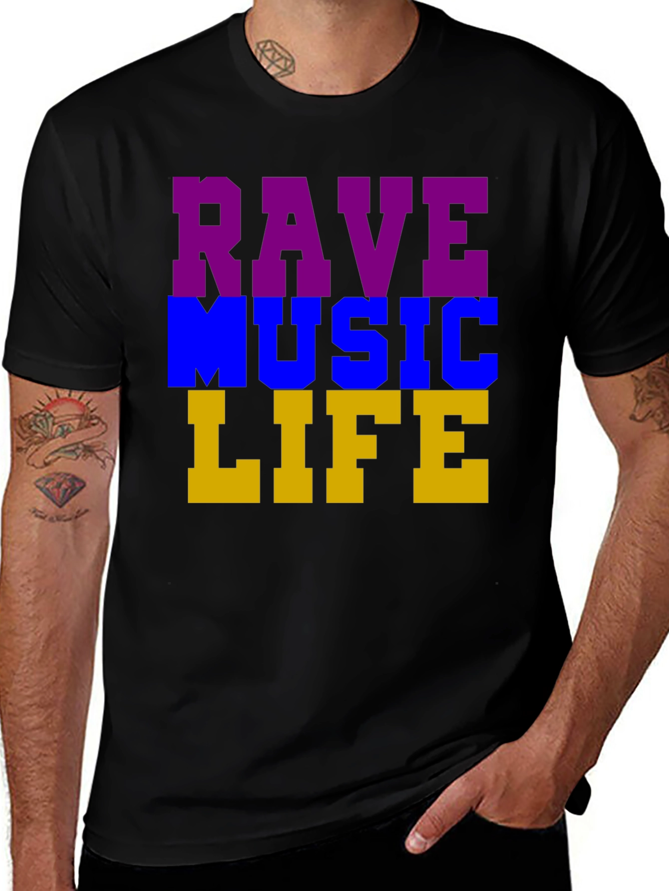 Variant 17 of Rave Music Life Graphic T-Shirt - Black
