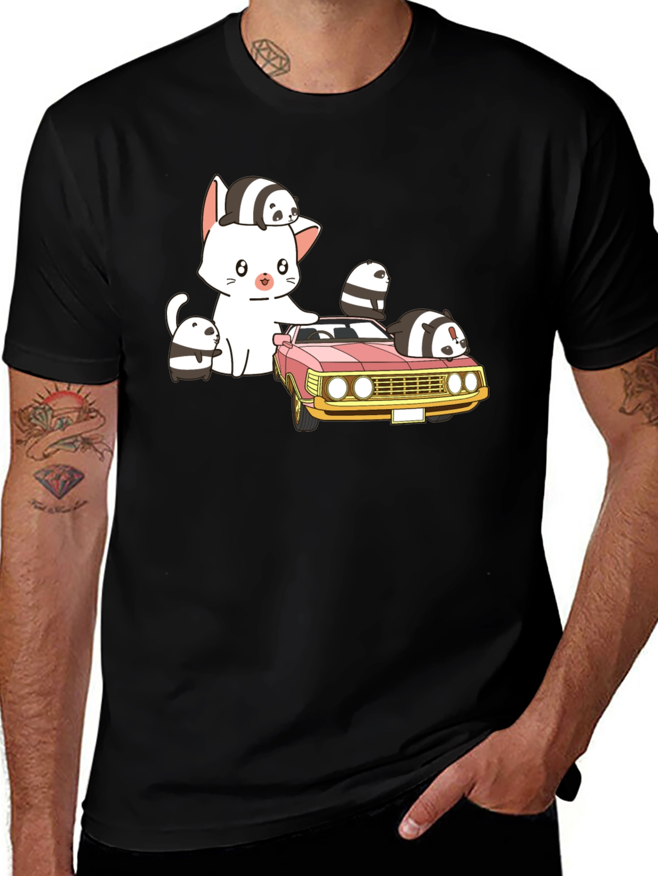 Variant 4 of Cute Cartoon Car and Cat T-Shirt