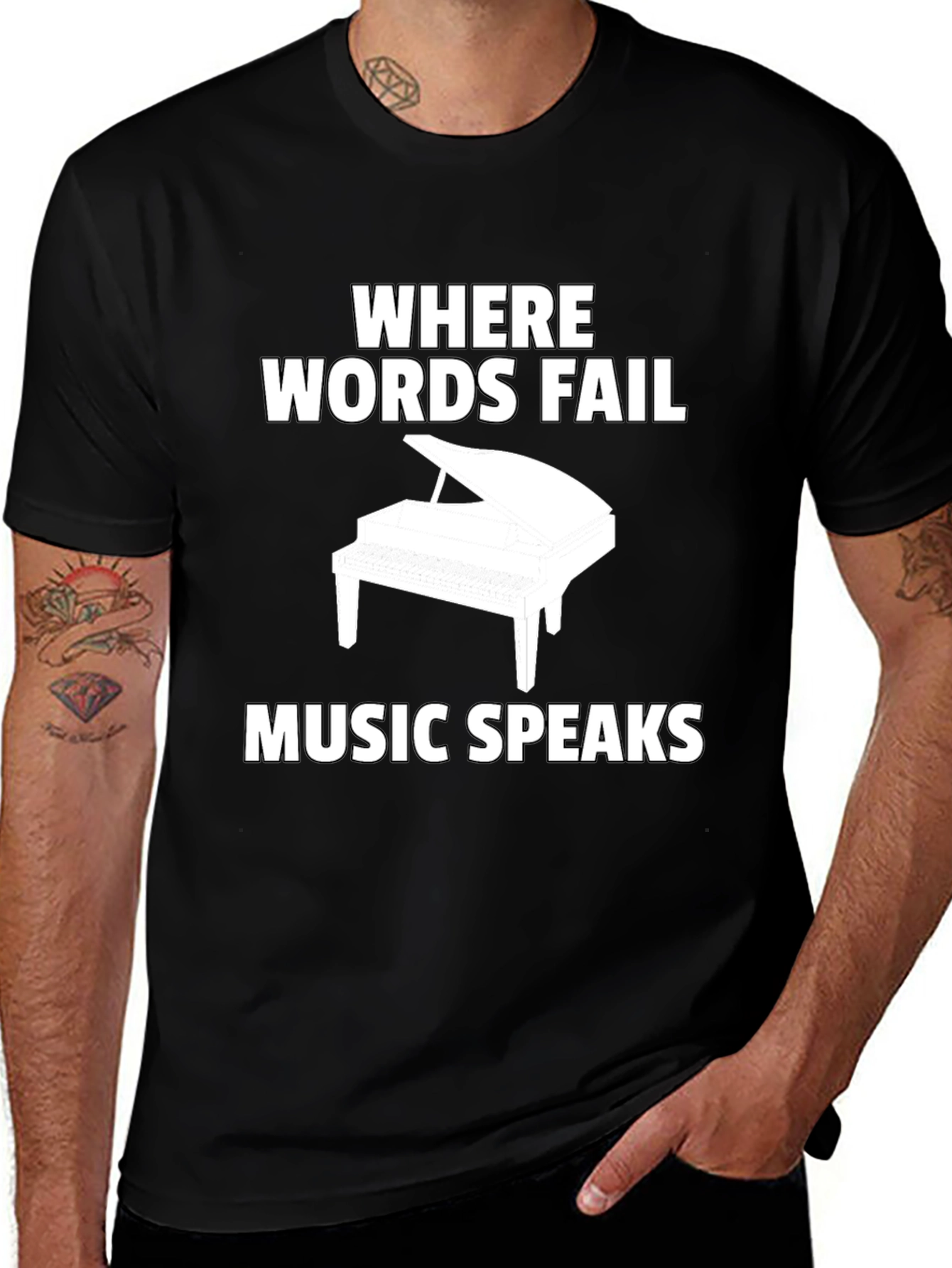 Variant 25 of Music Speaks T-Shirt: Piano Design