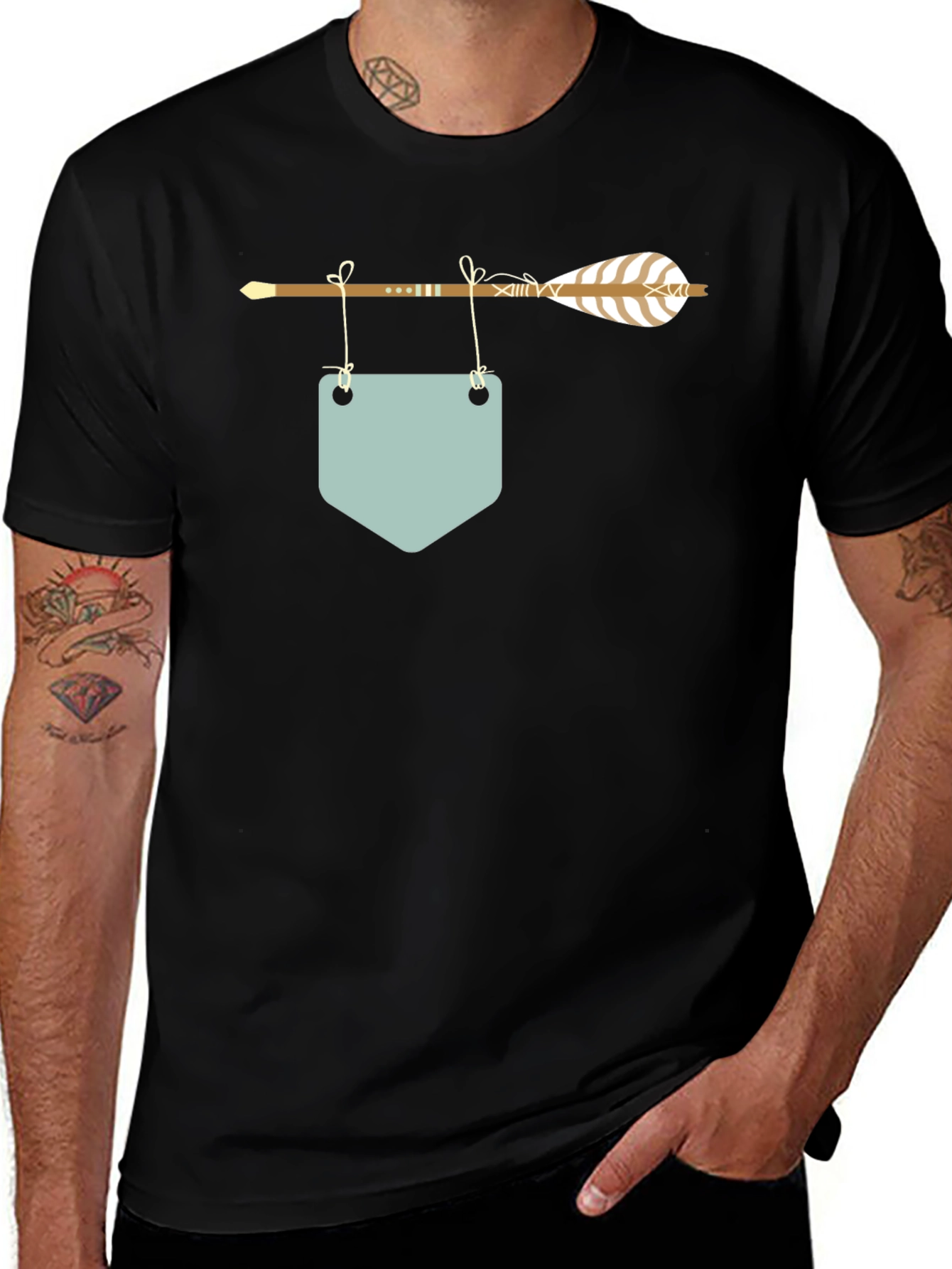 Variant 8 of Novelty Pocket Arrow T-Shirt - Casual Style