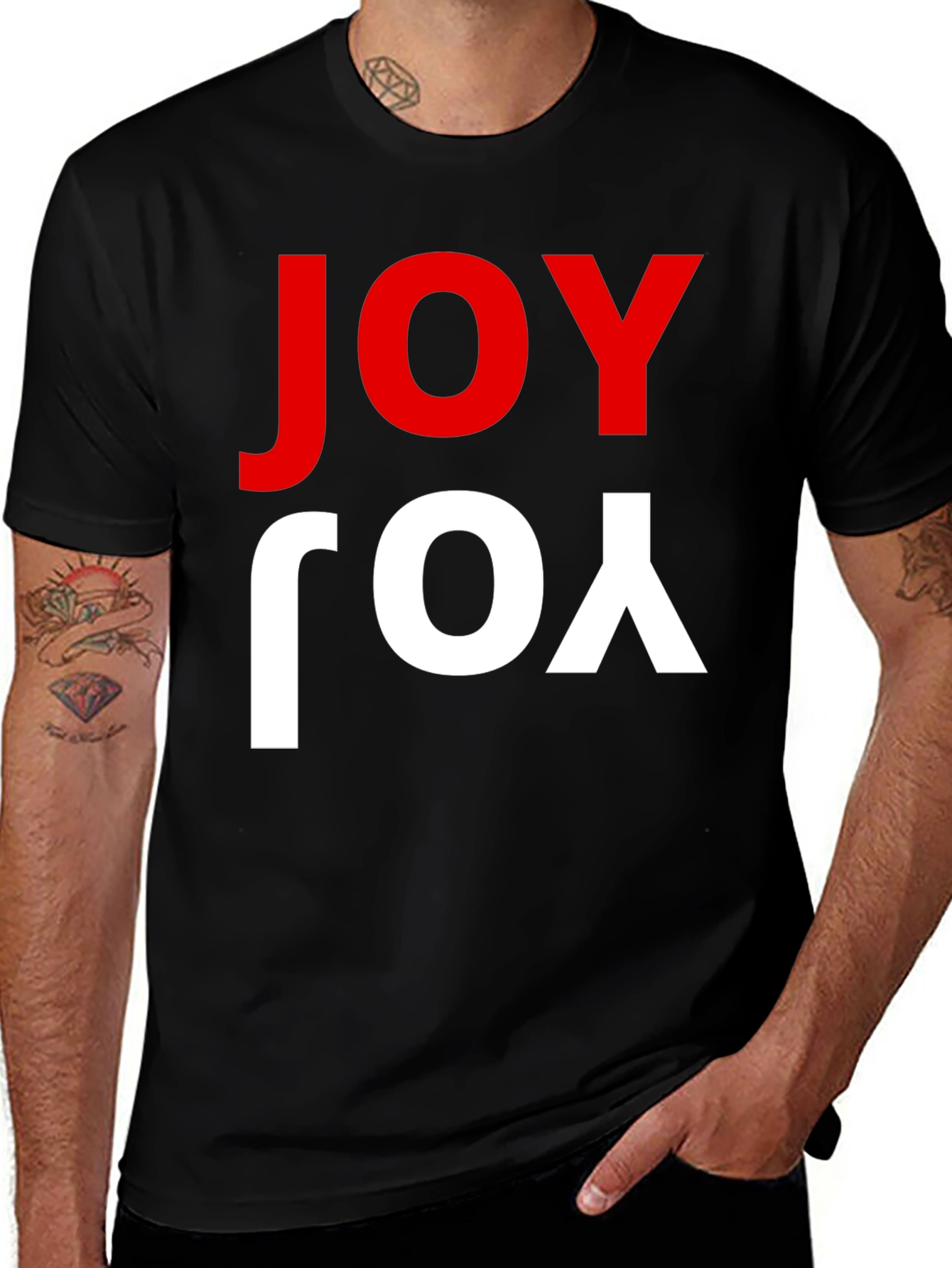 Variant 27 of Joy Graphic Tee - Black Cotton Short Sleeve T-Shirt