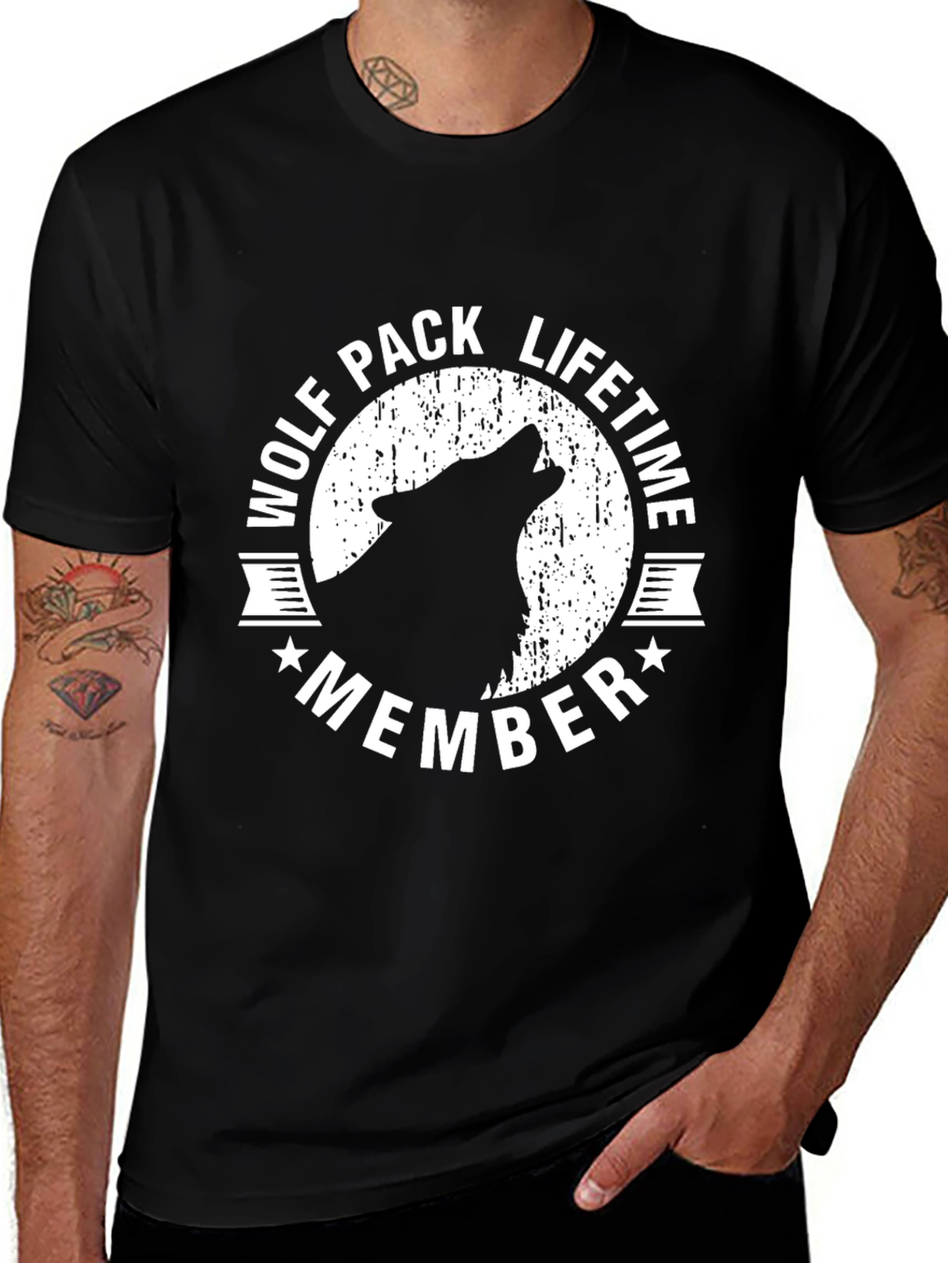 Black Wolf Pack Lifetime Member T-Shirt - Black main image