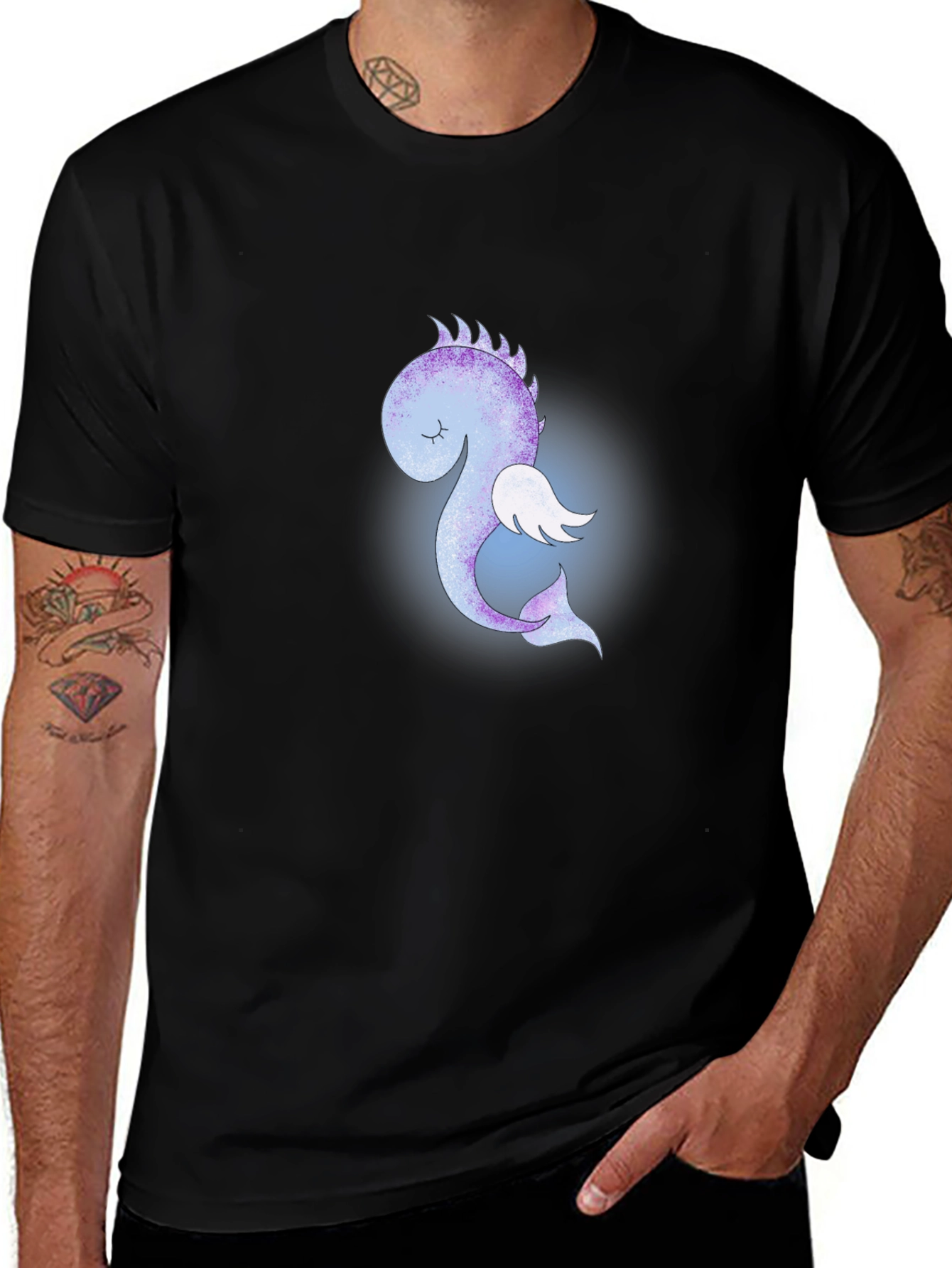 Variant 15 of Cute Flying Sea Dragon Graphic Tee - Black