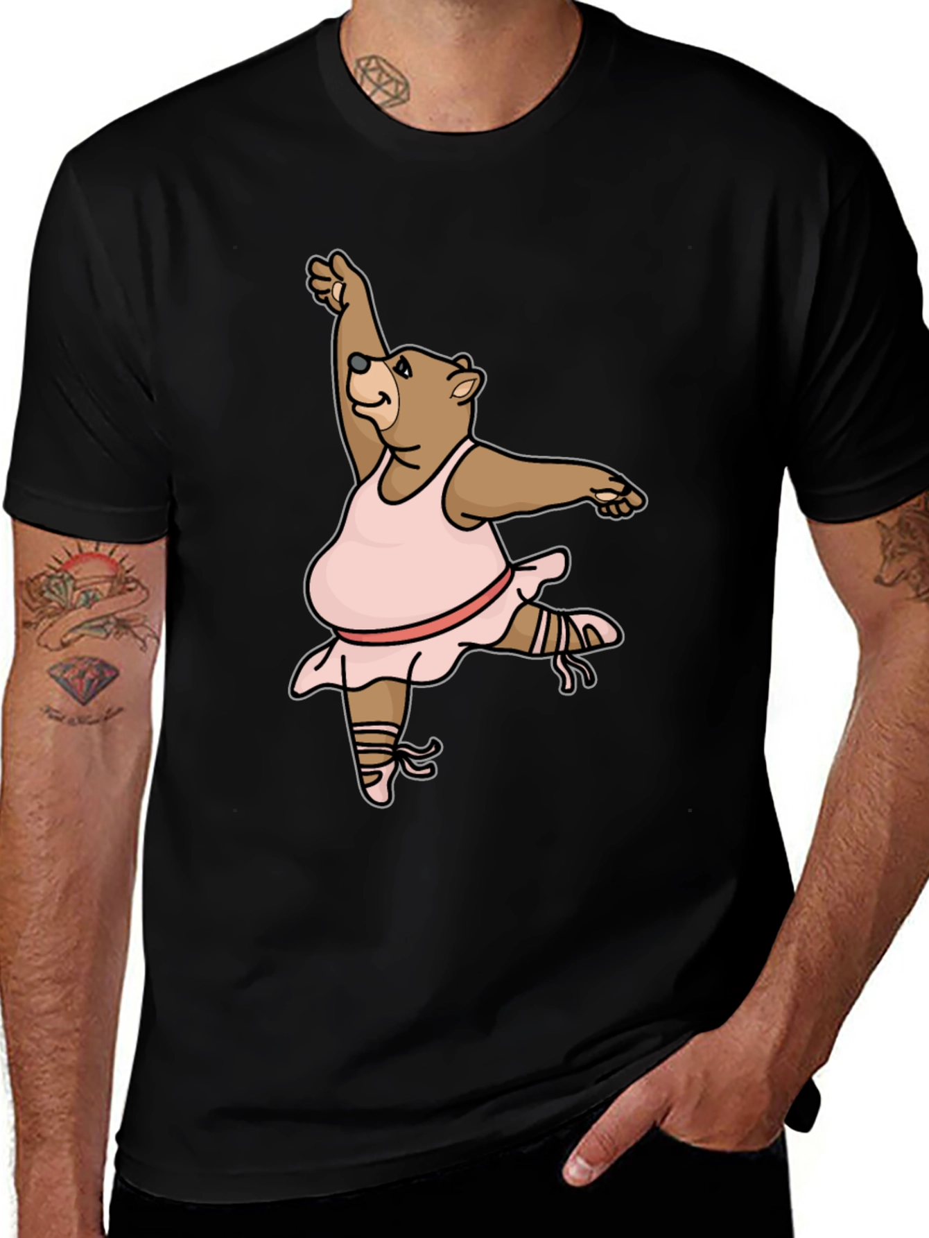 Variant 4 of Dancing Bear T-Shirt - Black Cotton Tee