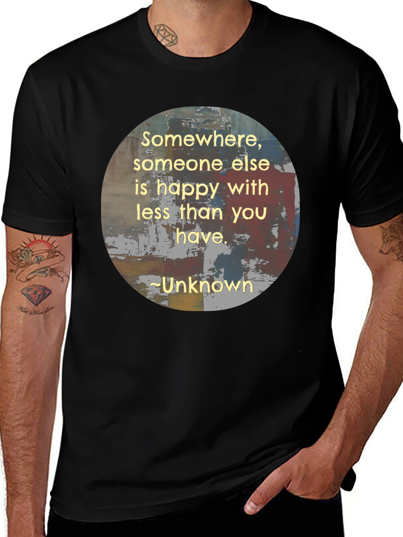 Variant 17 of Inspirational 'Somewhere' Quote Black T-Shirt