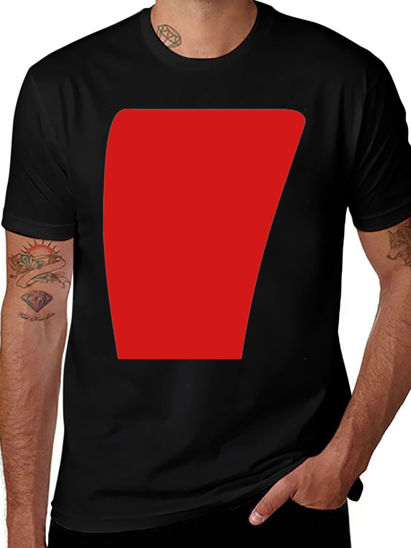 Variant 25 of Bold Red Graphic Black T-Shirt - Modern Casual Style