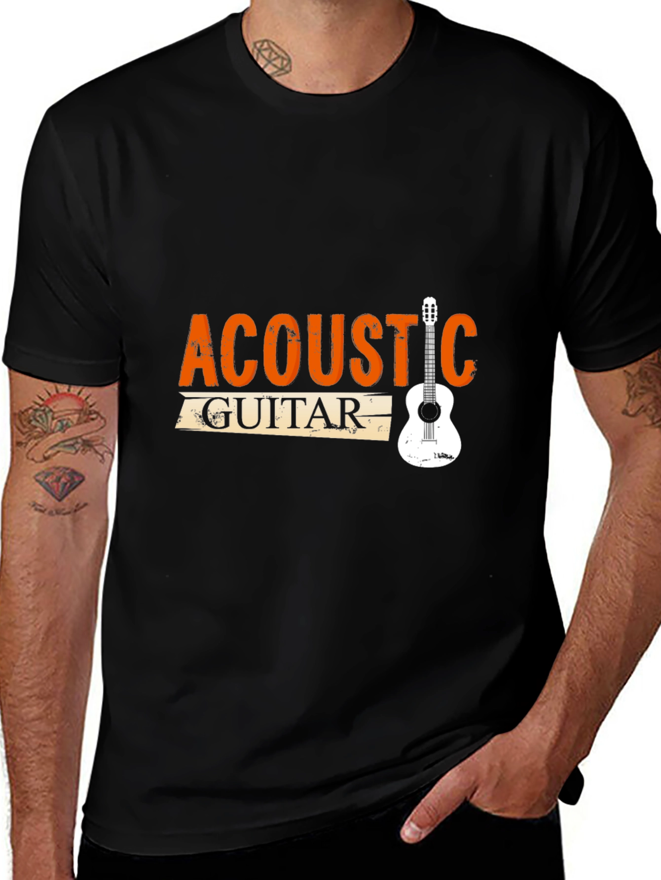 Acoustic Guitar Graphic Black T-Shirt