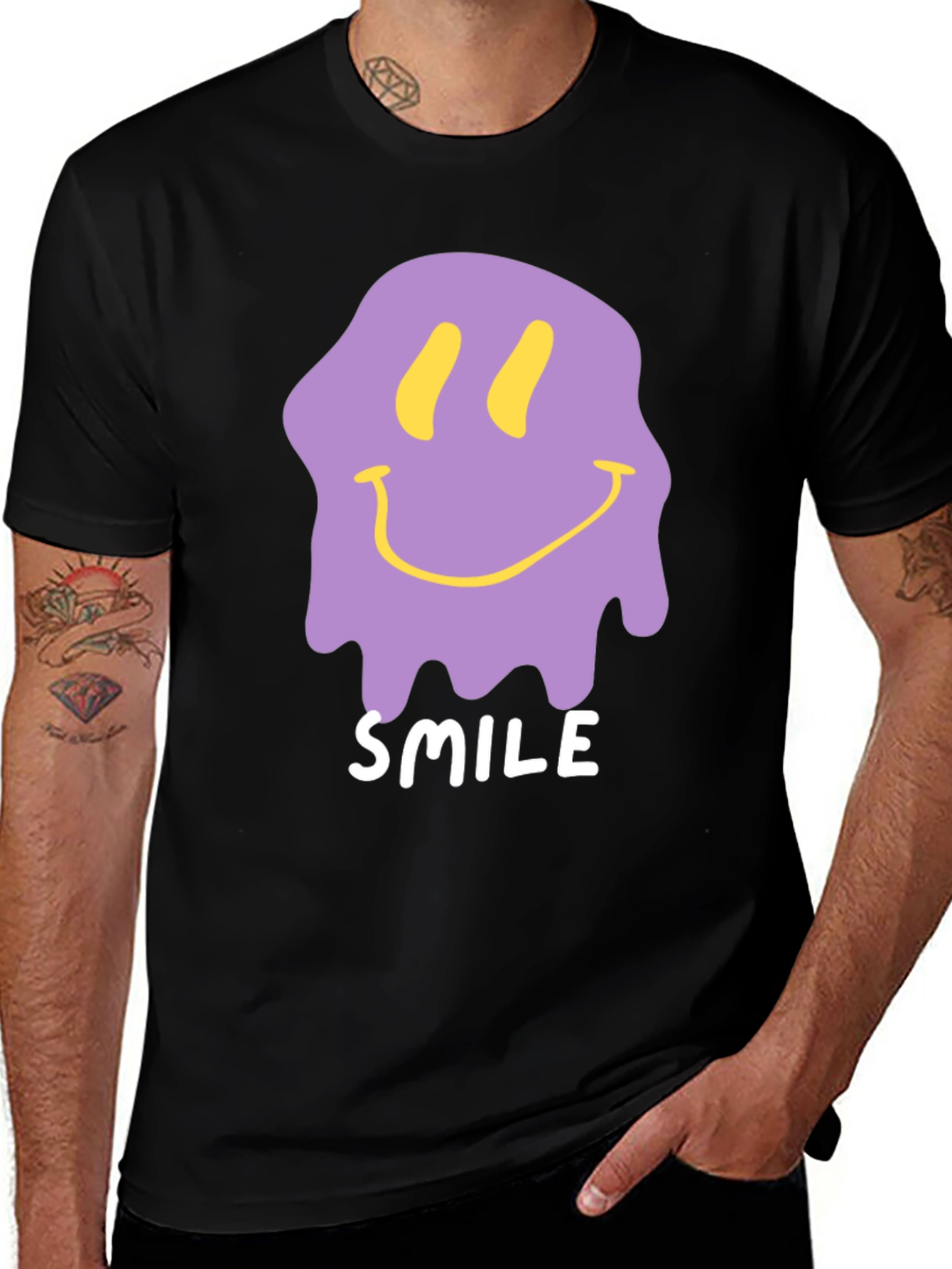 Variant 23 of Melting Smile Graphic Tee - Black Cotton T-Shirt